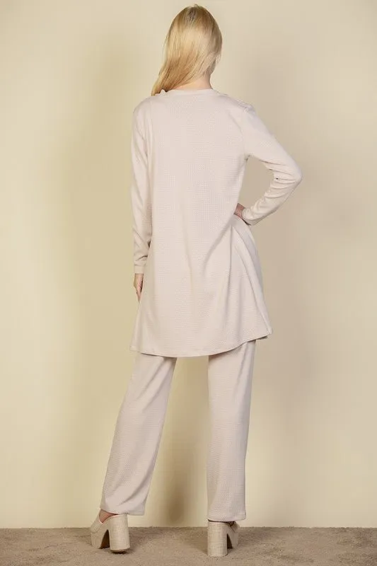 3Piece Set Cardigan, Crop Tank Top and Pants Set