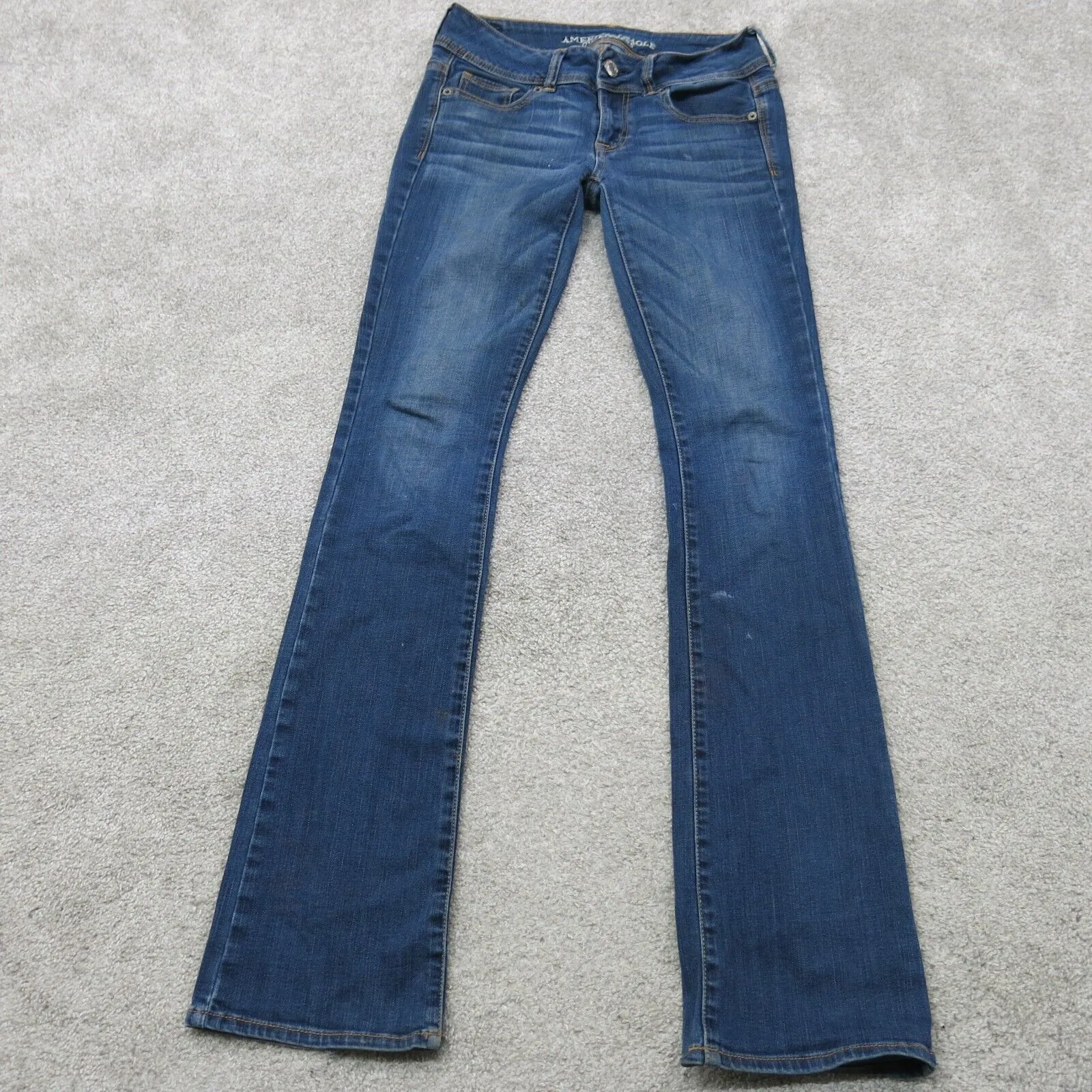 American Eagle Womens Jeans Straight Leg Cotton Low Rise Stretch Blue Size W28