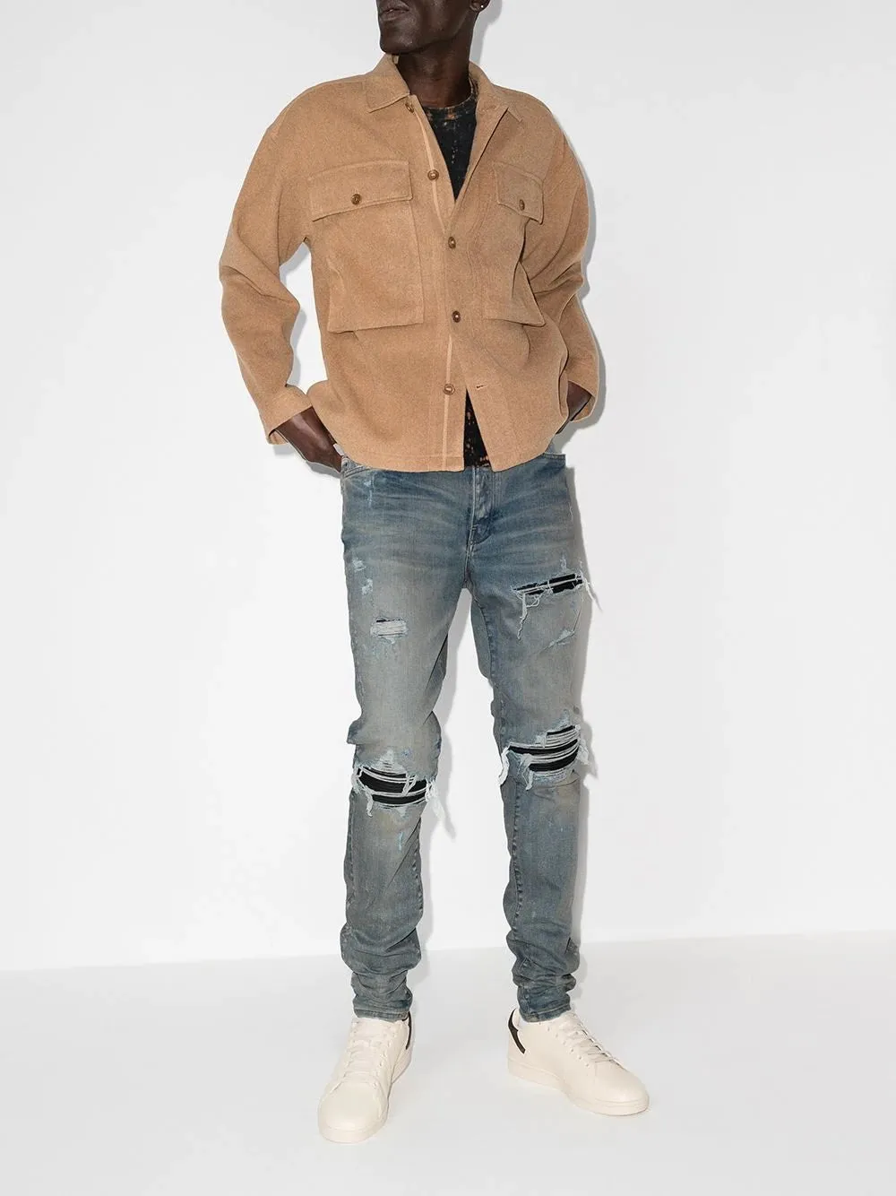 AMIRI MX1 DISTRESSED EFFECT SKINNY JEANS