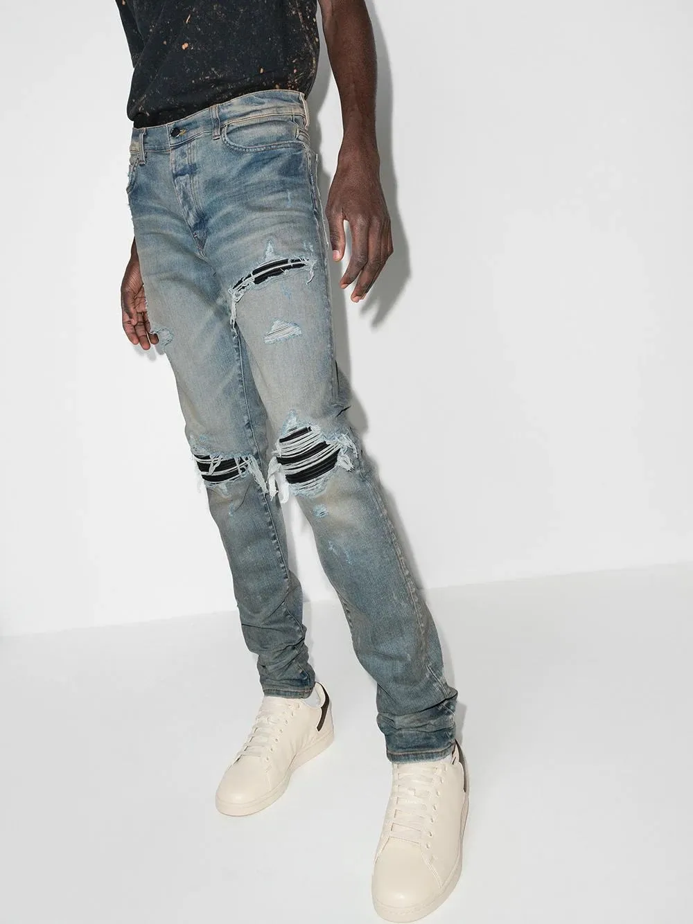 AMIRI MX1 DISTRESSED EFFECT SKINNY JEANS