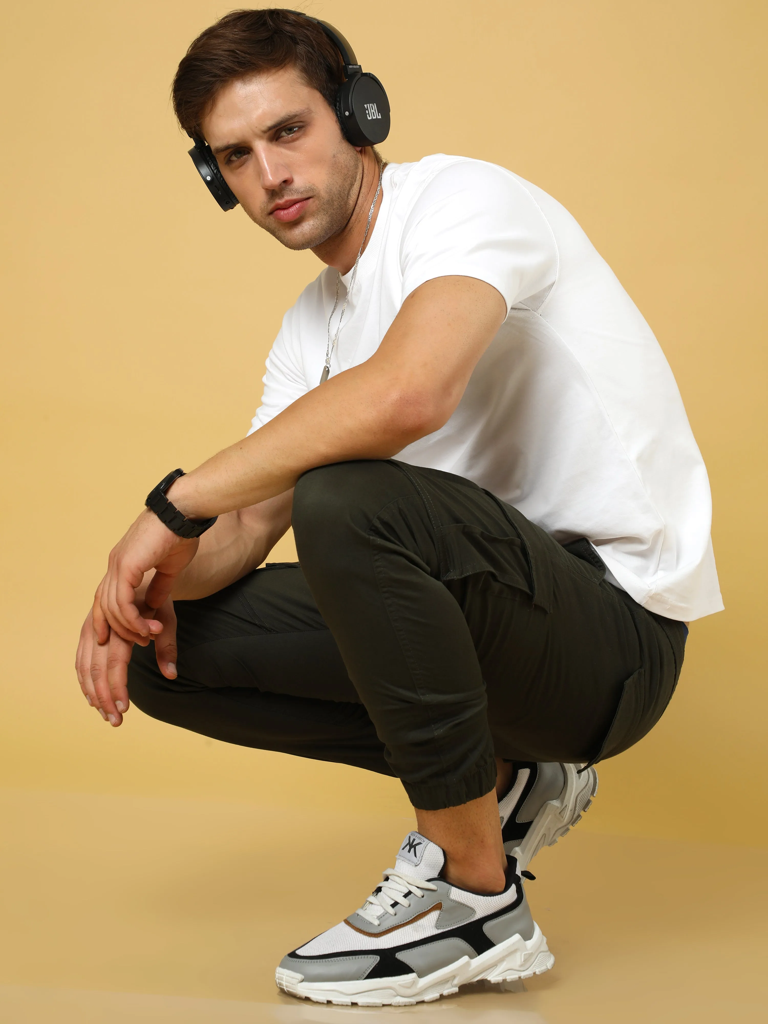 Authentic Dark Olive Cargo Cotton Joggers
