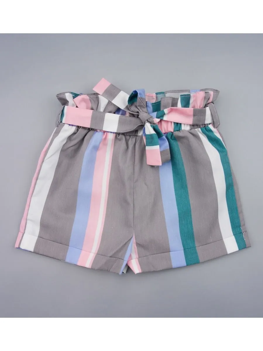 Baby Toddler Girl Clothes Outfit Off Shoulder Top Matching Bow Stripe Shorts