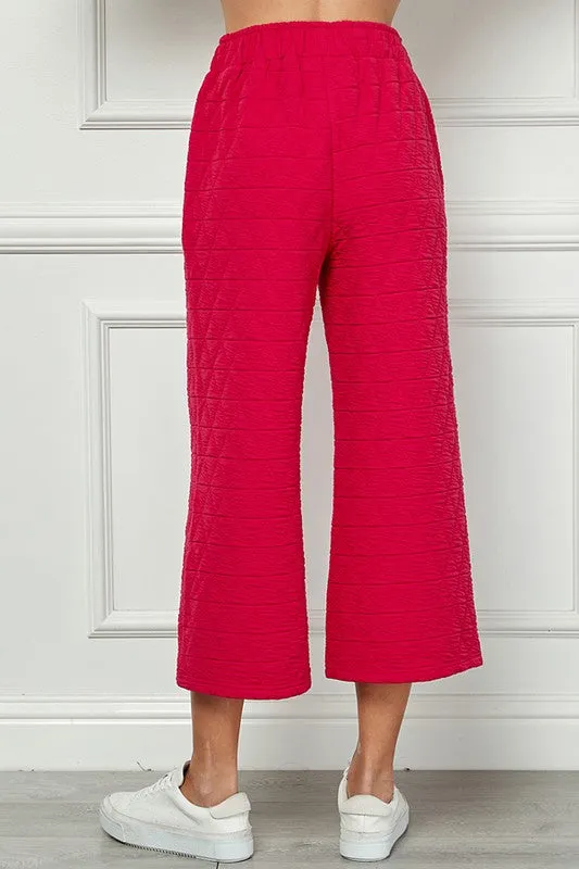 Barbie Pink Quilted Cropped Wide Pants