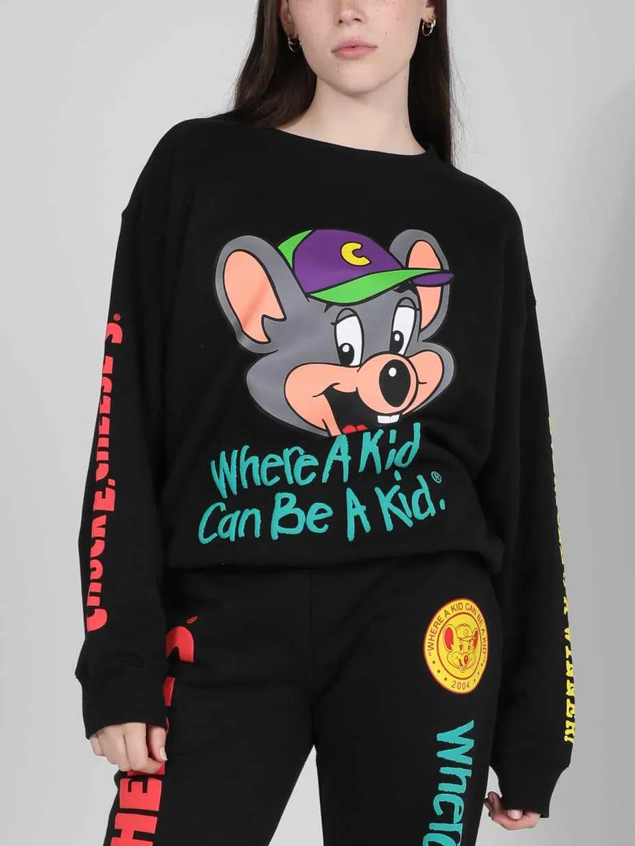Be A Kid Puff Print Crew Neck Sweatshirt