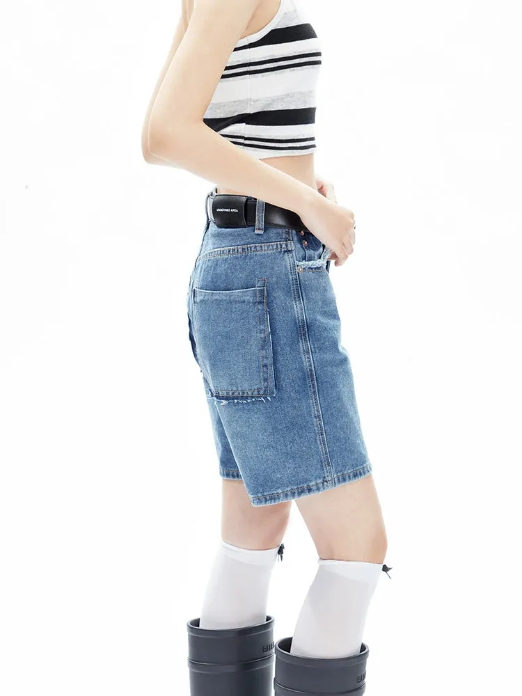 Casual Straight Leg Denim Pants