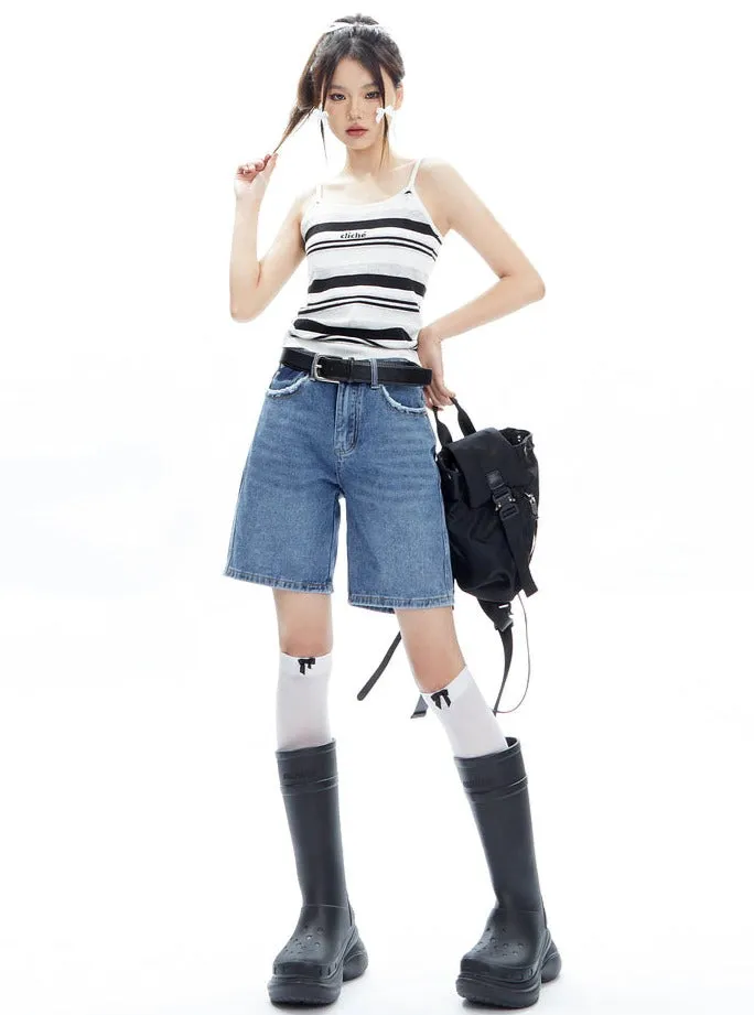 Casual Straight Leg Denim Pants