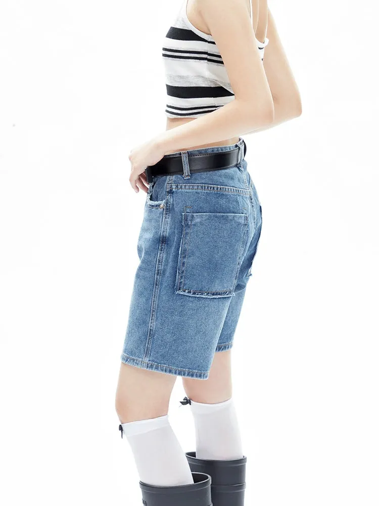 Casual Straight Leg Denim Pants