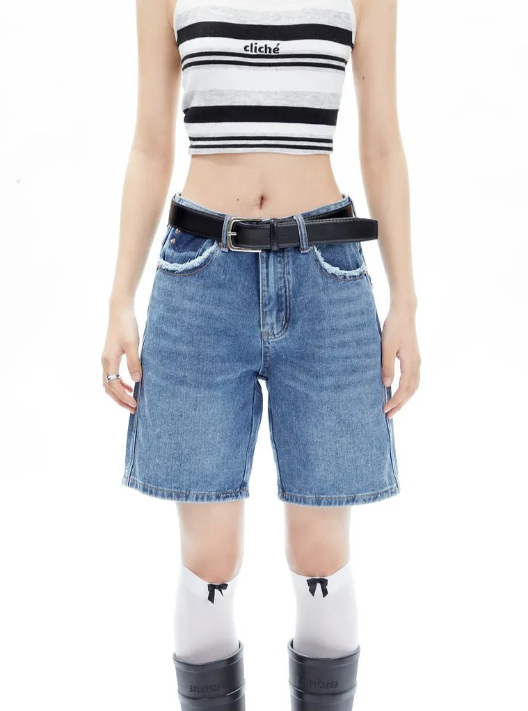 Casual Straight Leg Denim Pants