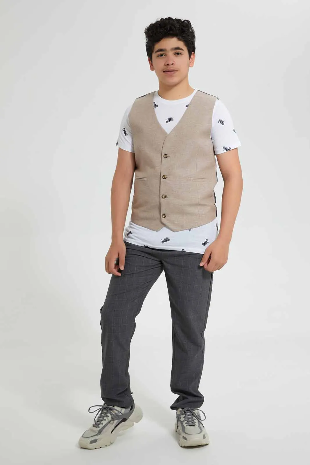 Charcoal Checkered Casual Trouser