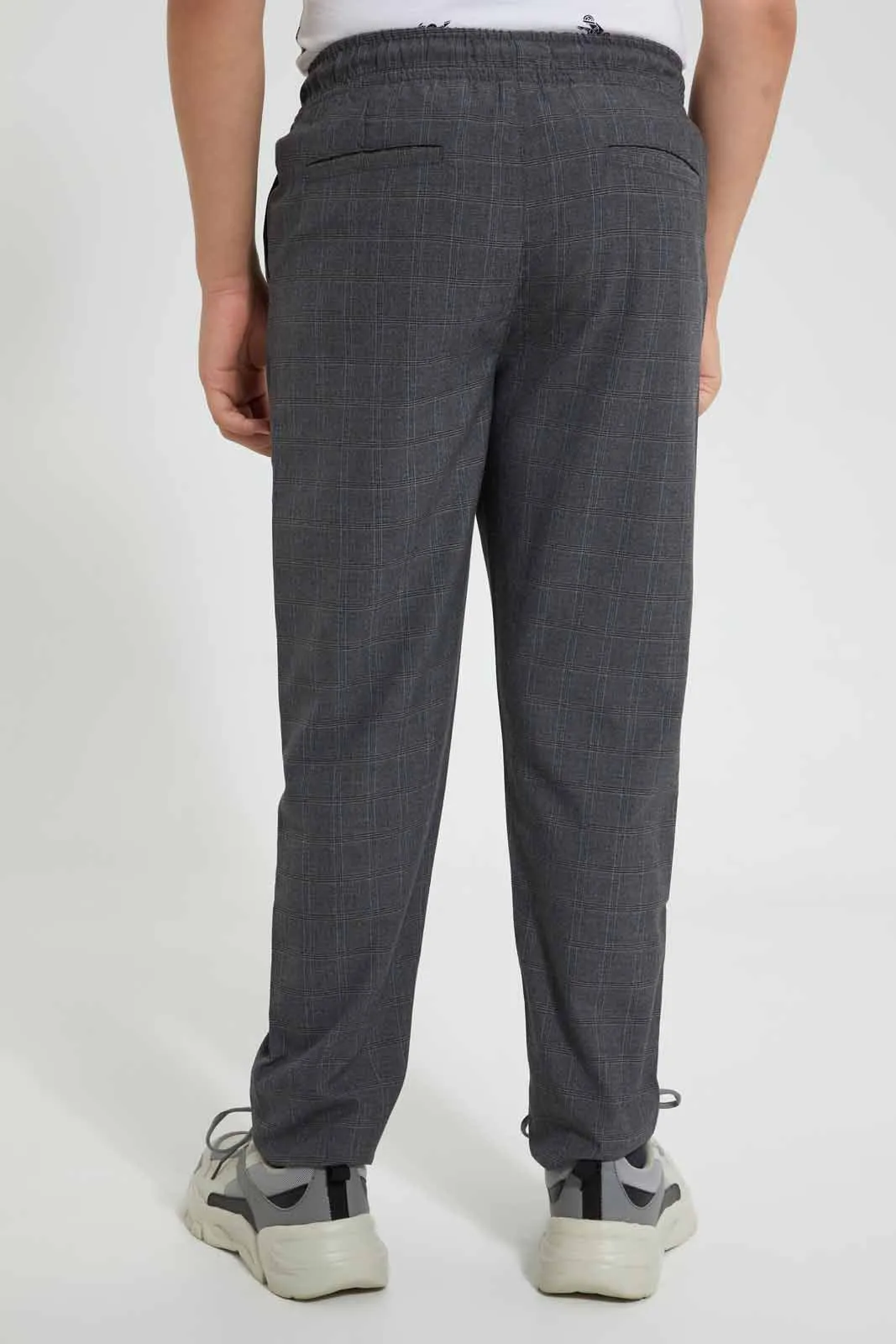 Charcoal Checkered Casual Trouser