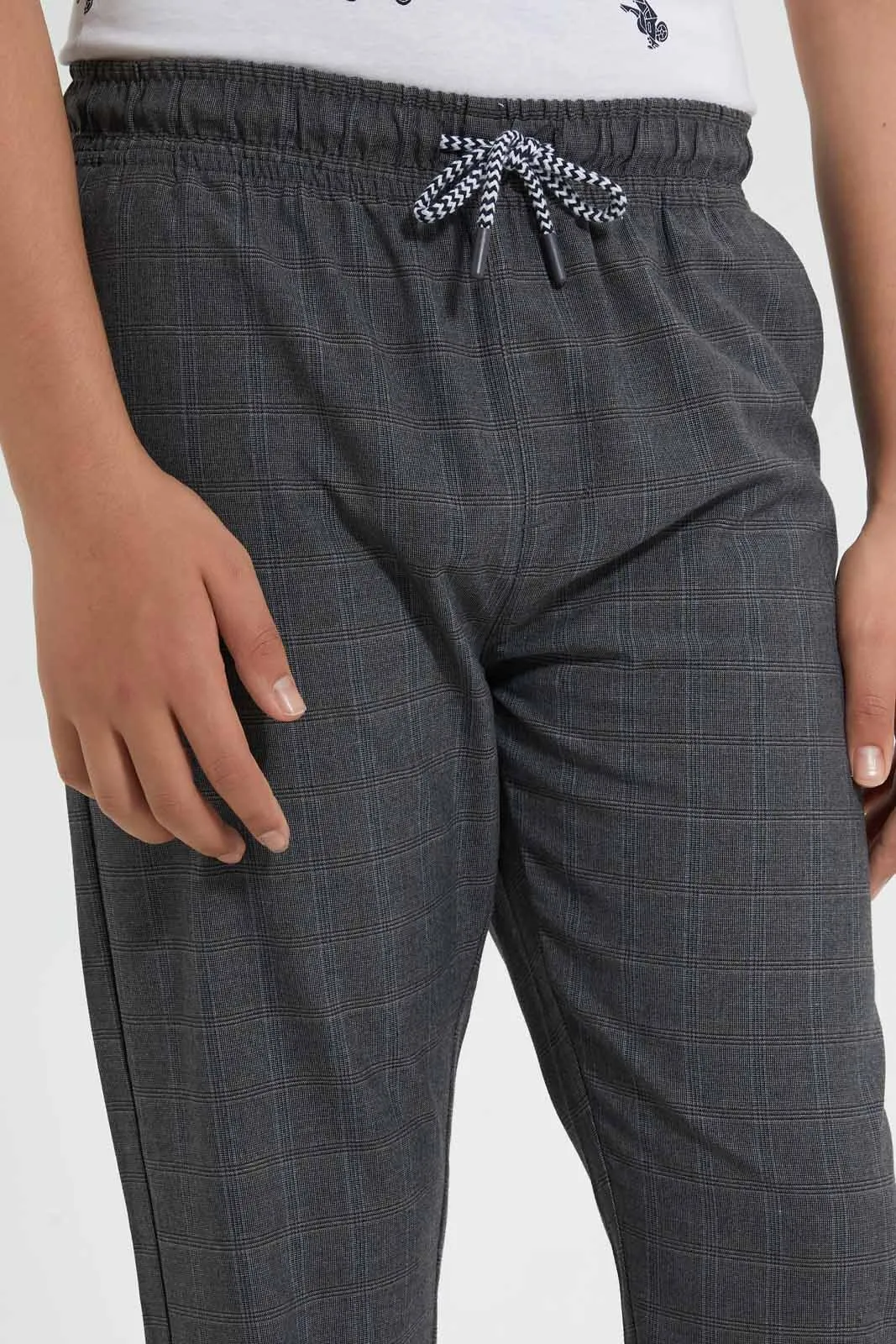 Charcoal Checkered Casual Trouser
