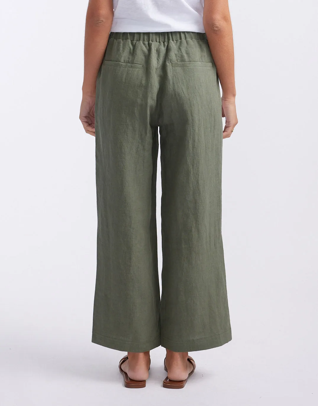 Deluxe 100% Linen Pants - Khaki/White Stripe