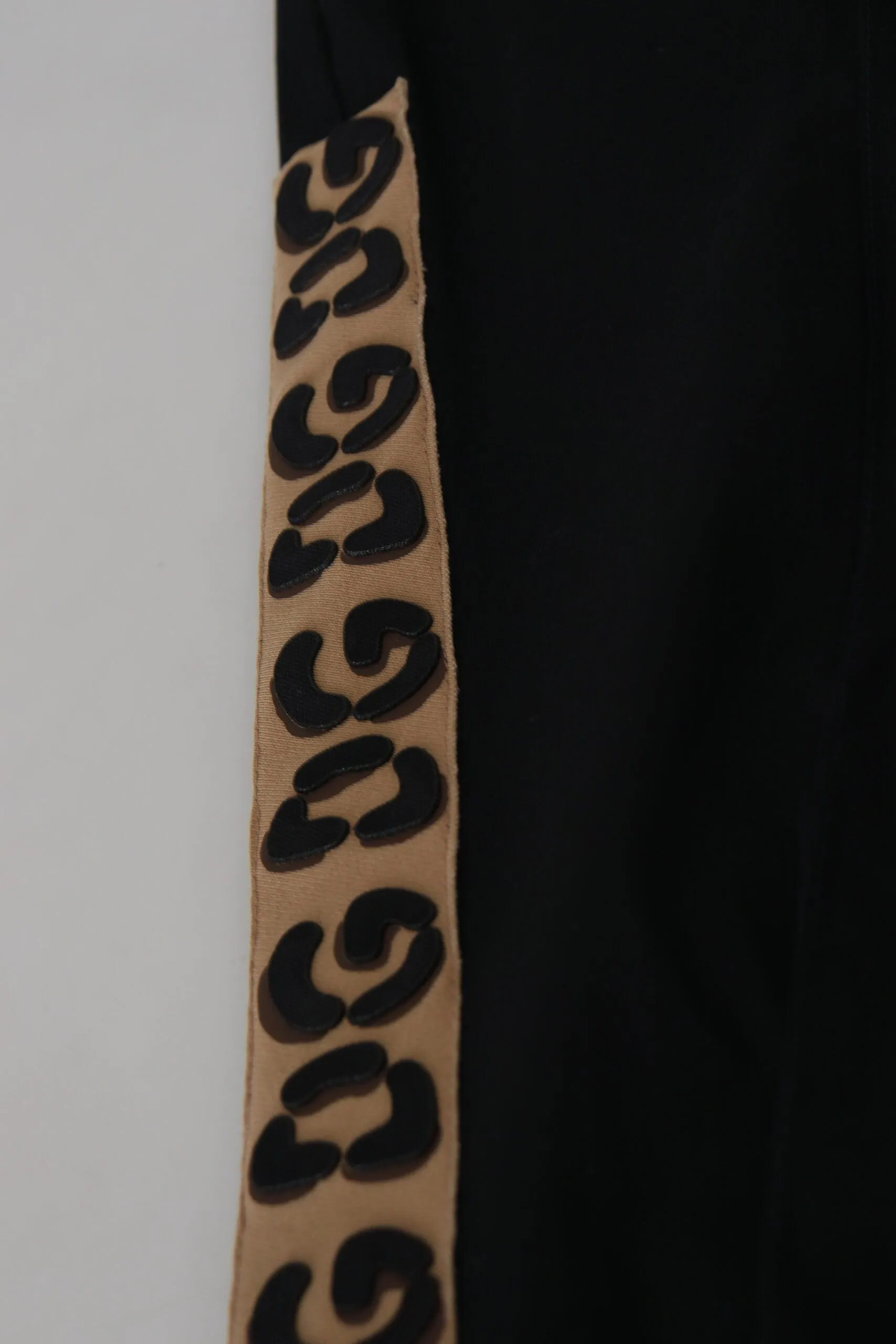 Dolce & Gabbana Black Cotton Elastic Waist DG Logo Cropped Pants