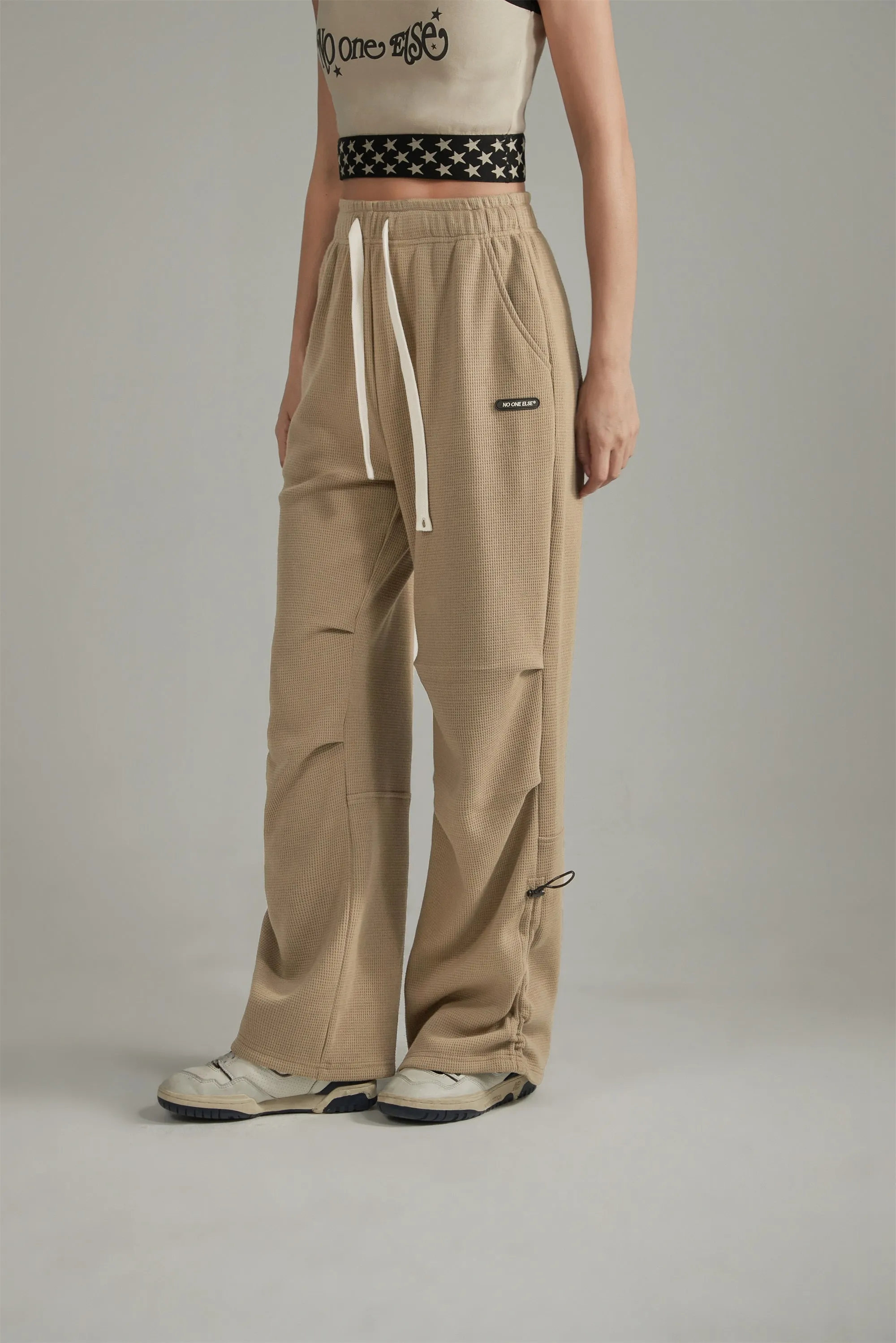 Elastic Waist Shirring Wide Pants