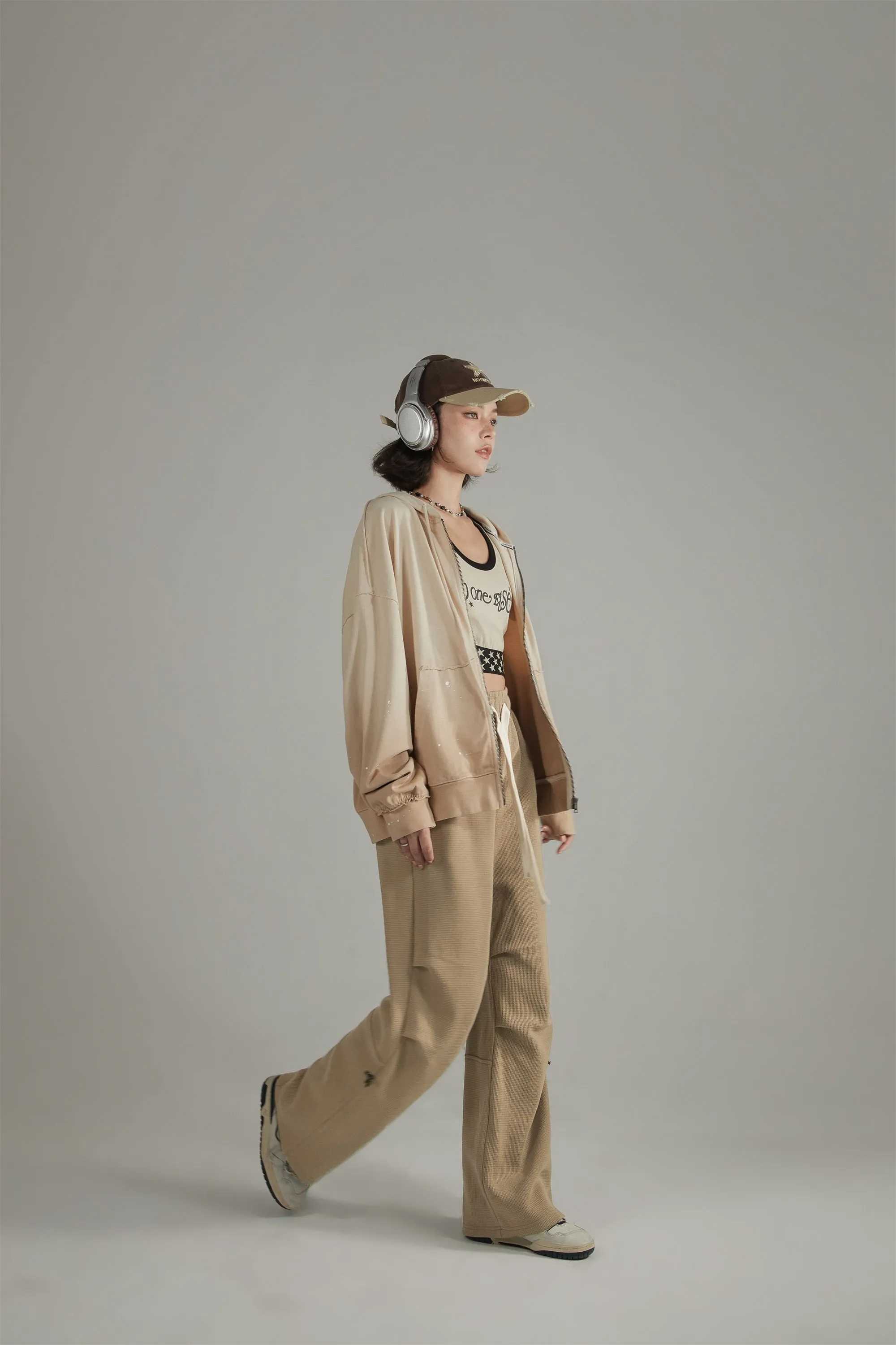 Elastic Waist Shirring Wide Pants