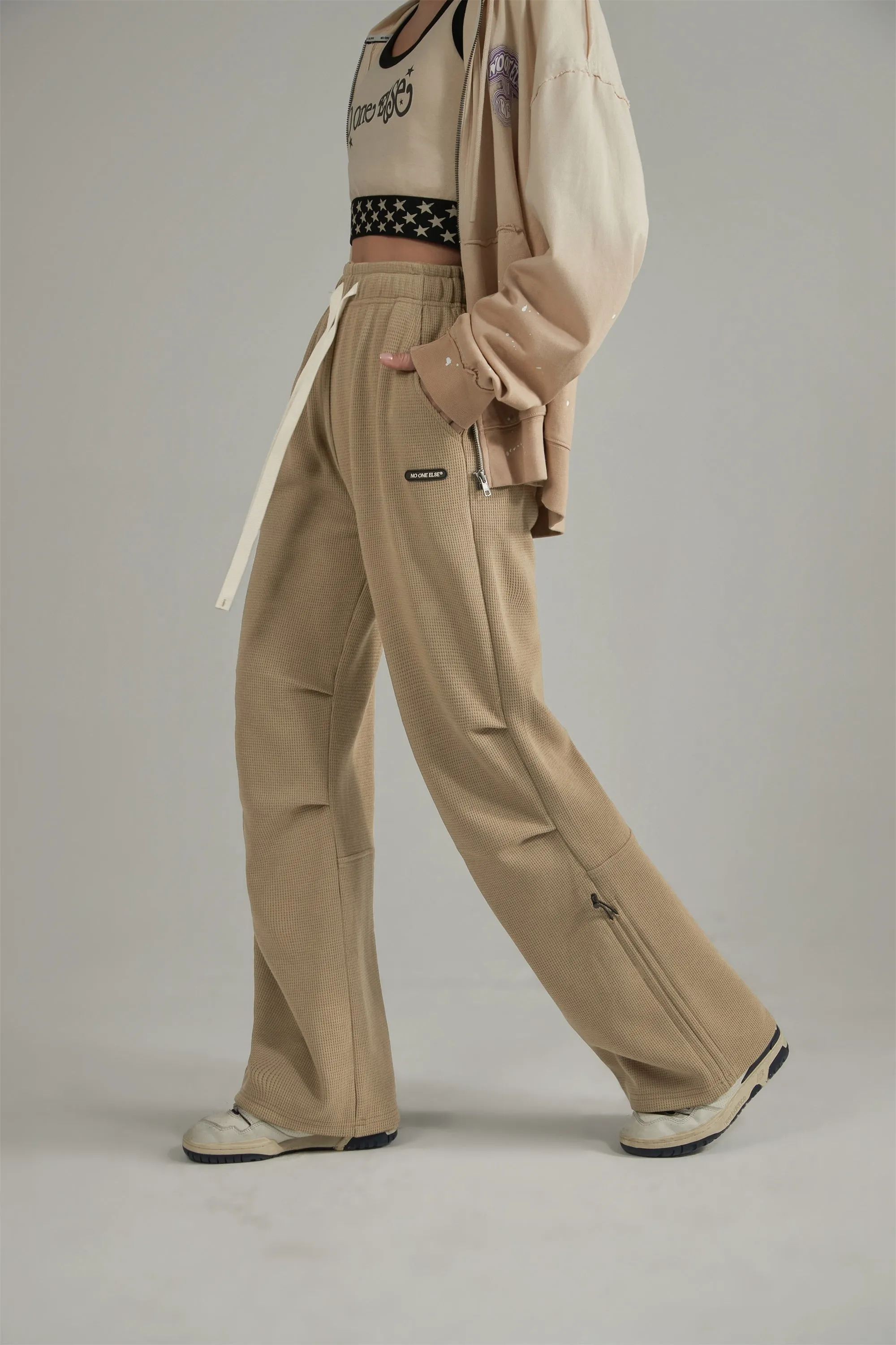 Elastic Waist Shirring Wide Pants