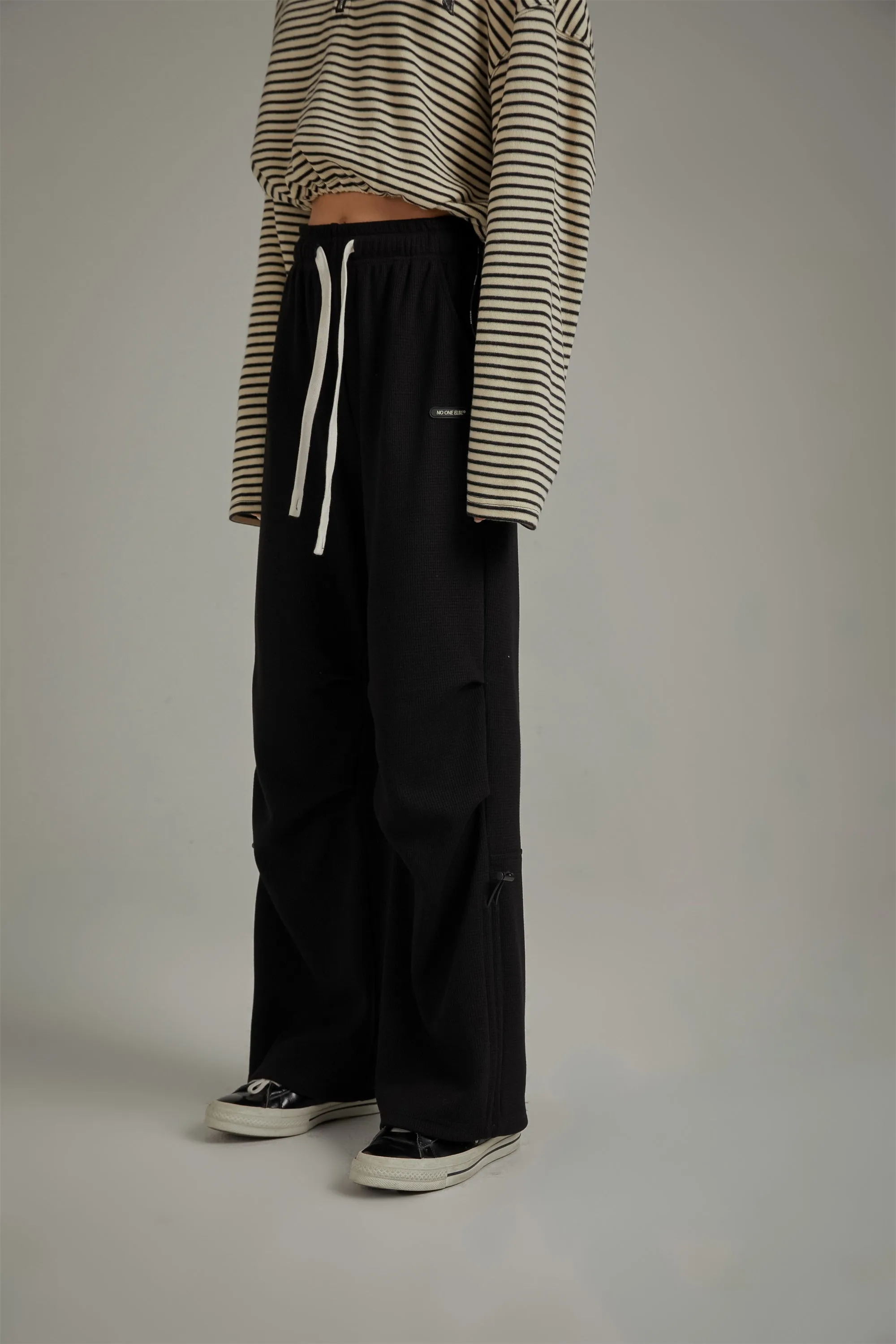 Elastic Waist Shirring Wide Pants