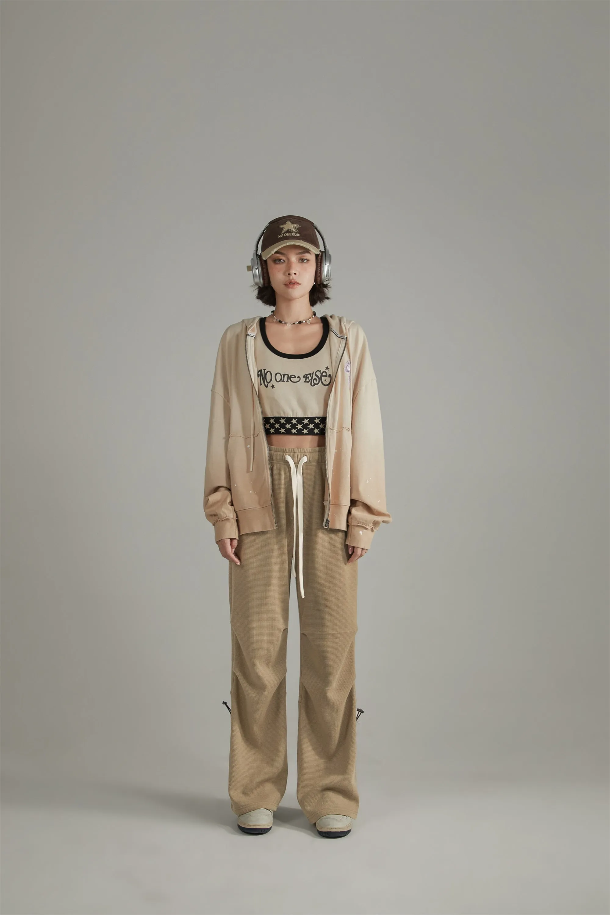 Elastic Waist Shirring Wide Pants