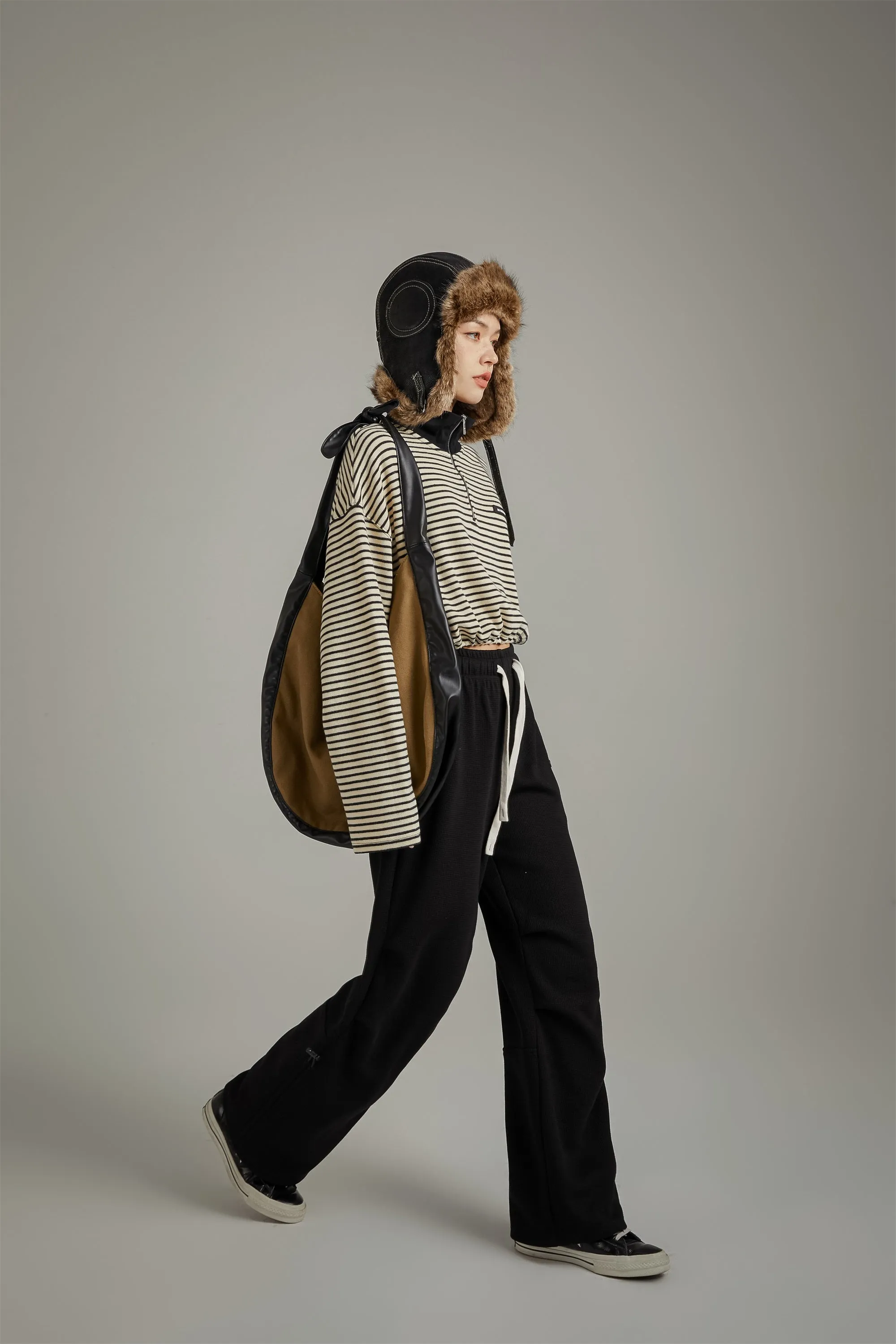Elastic Waist Shirring Wide Pants