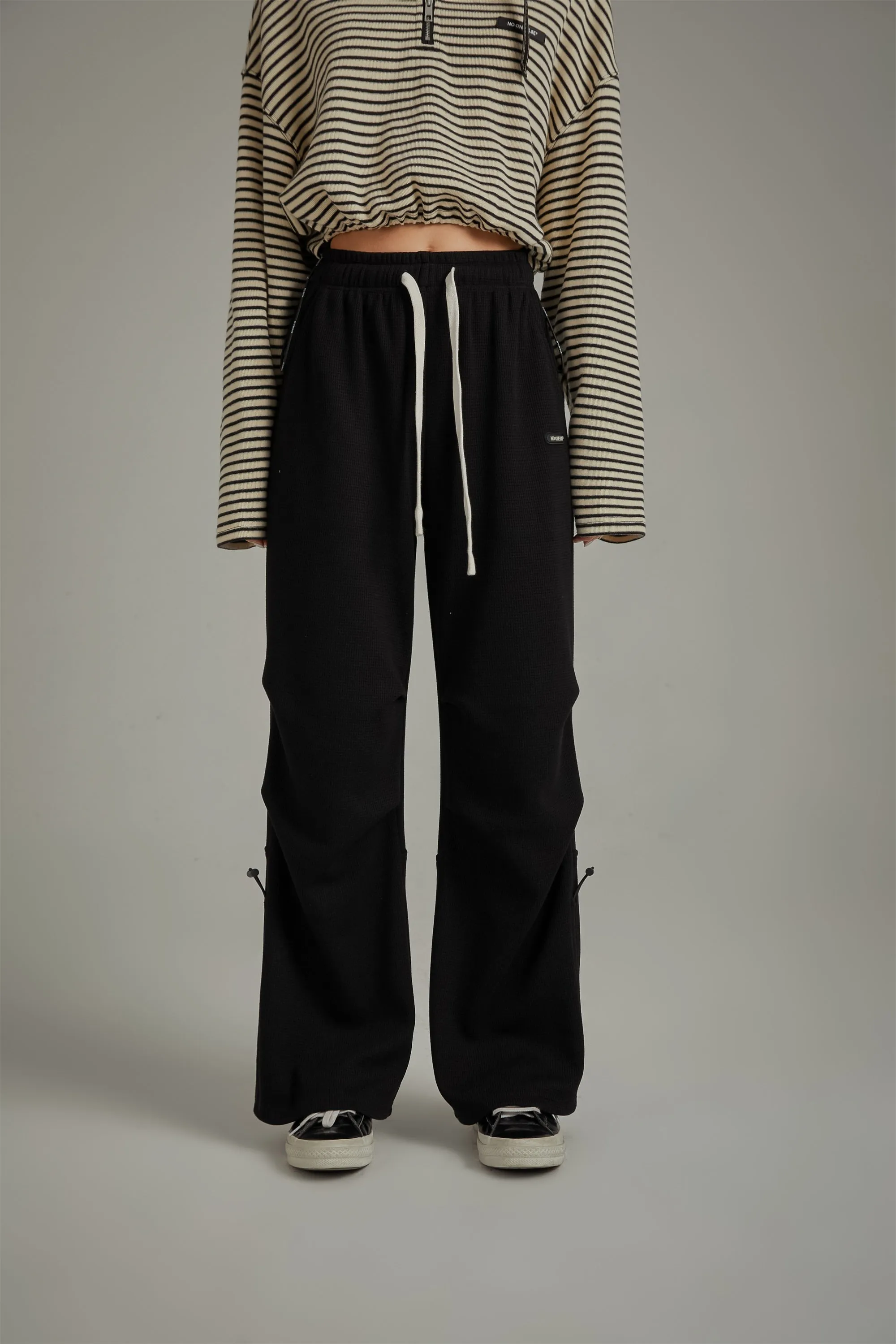 Elastic Waist Shirring Wide Pants