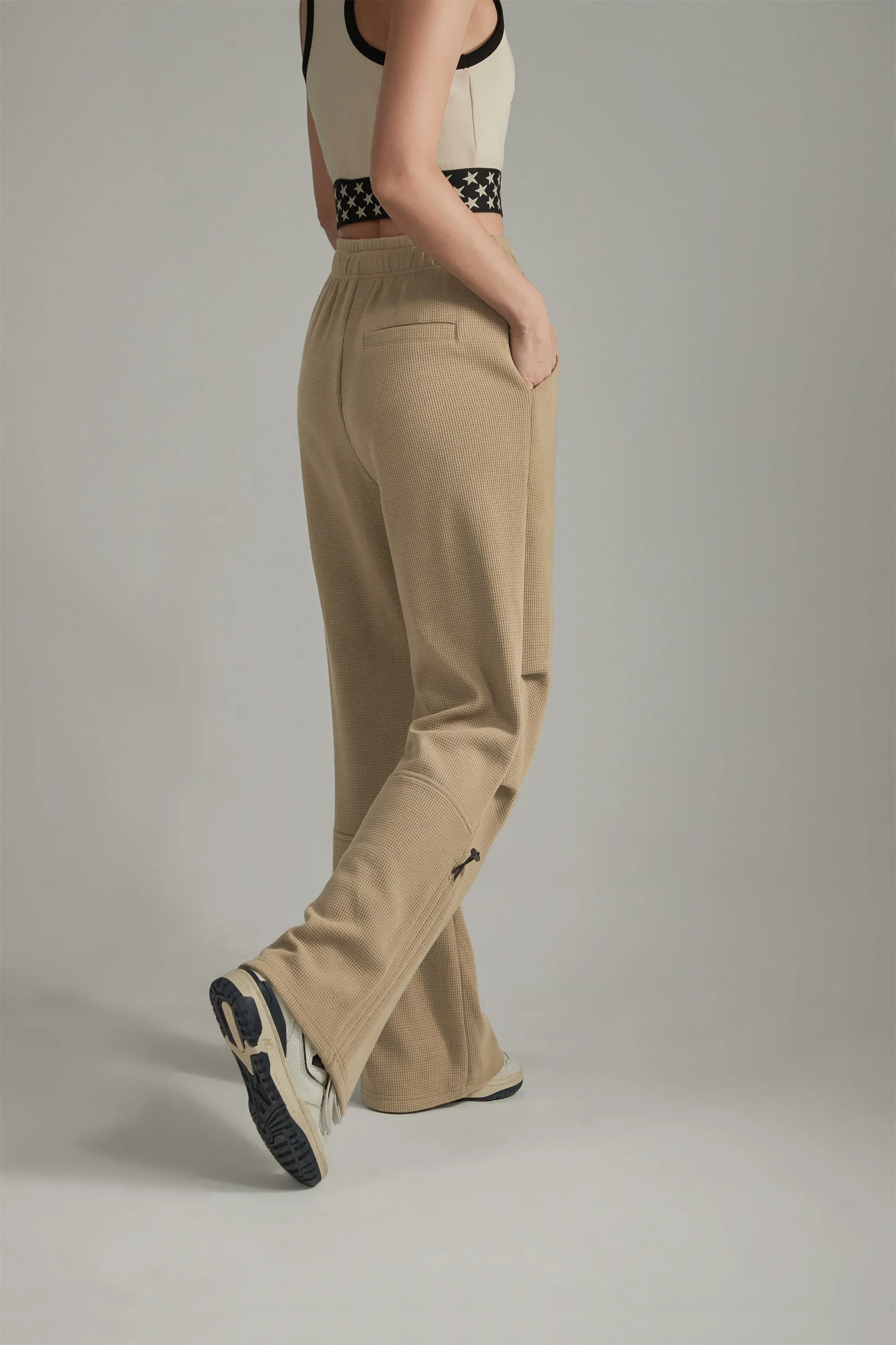 Elastic Waist Shirring Wide Pants