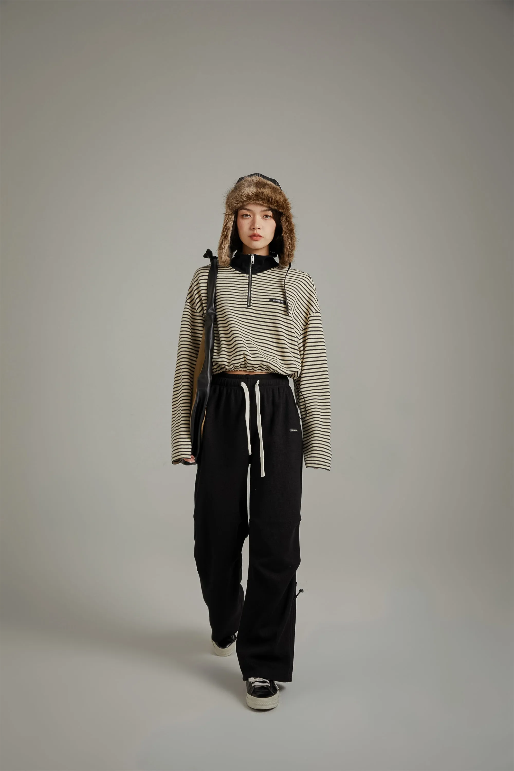 Elastic Waist Shirring Wide Pants