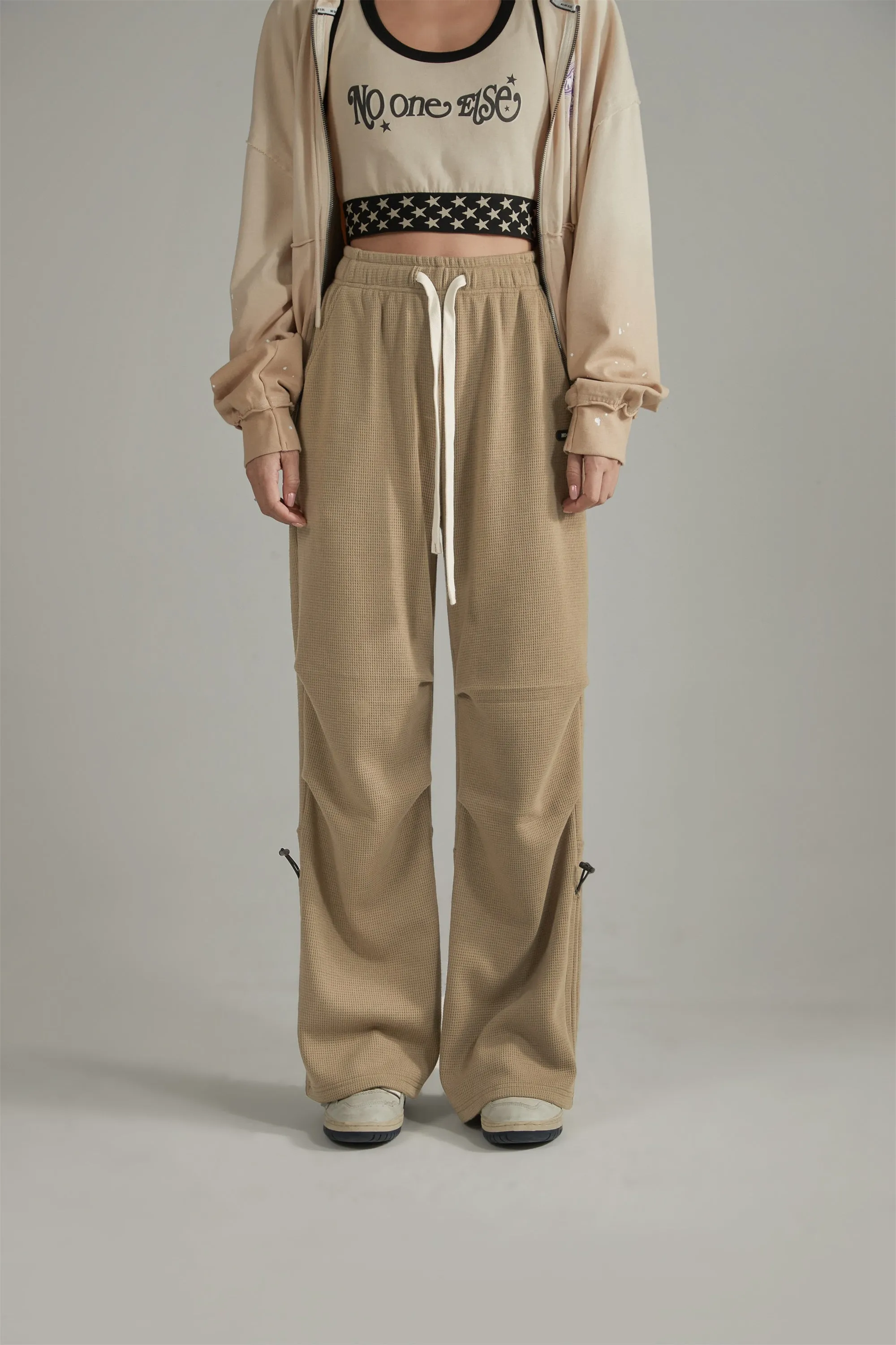 Elastic Waist Shirring Wide Pants