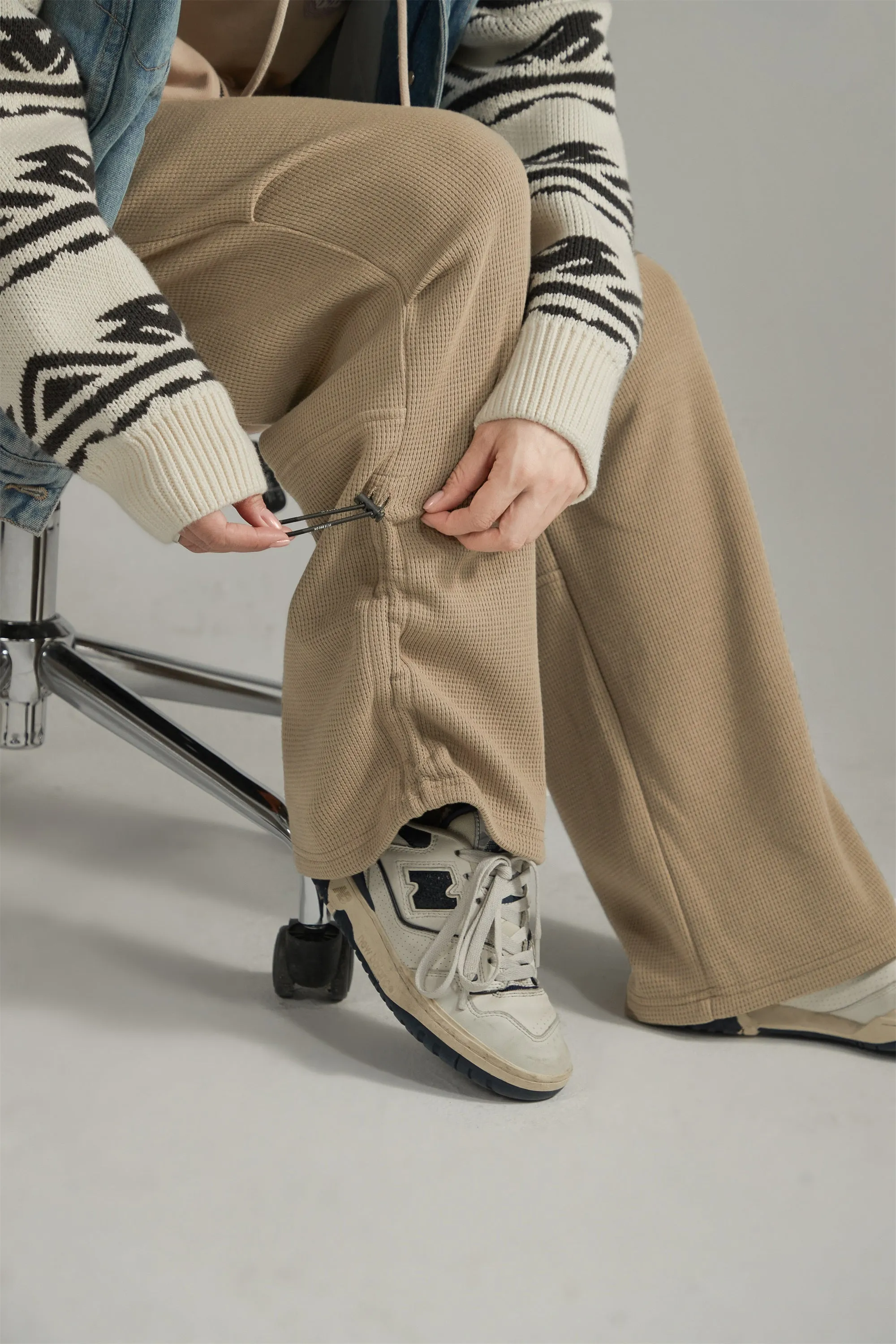 Elastic Waist Shirring Wide Pants