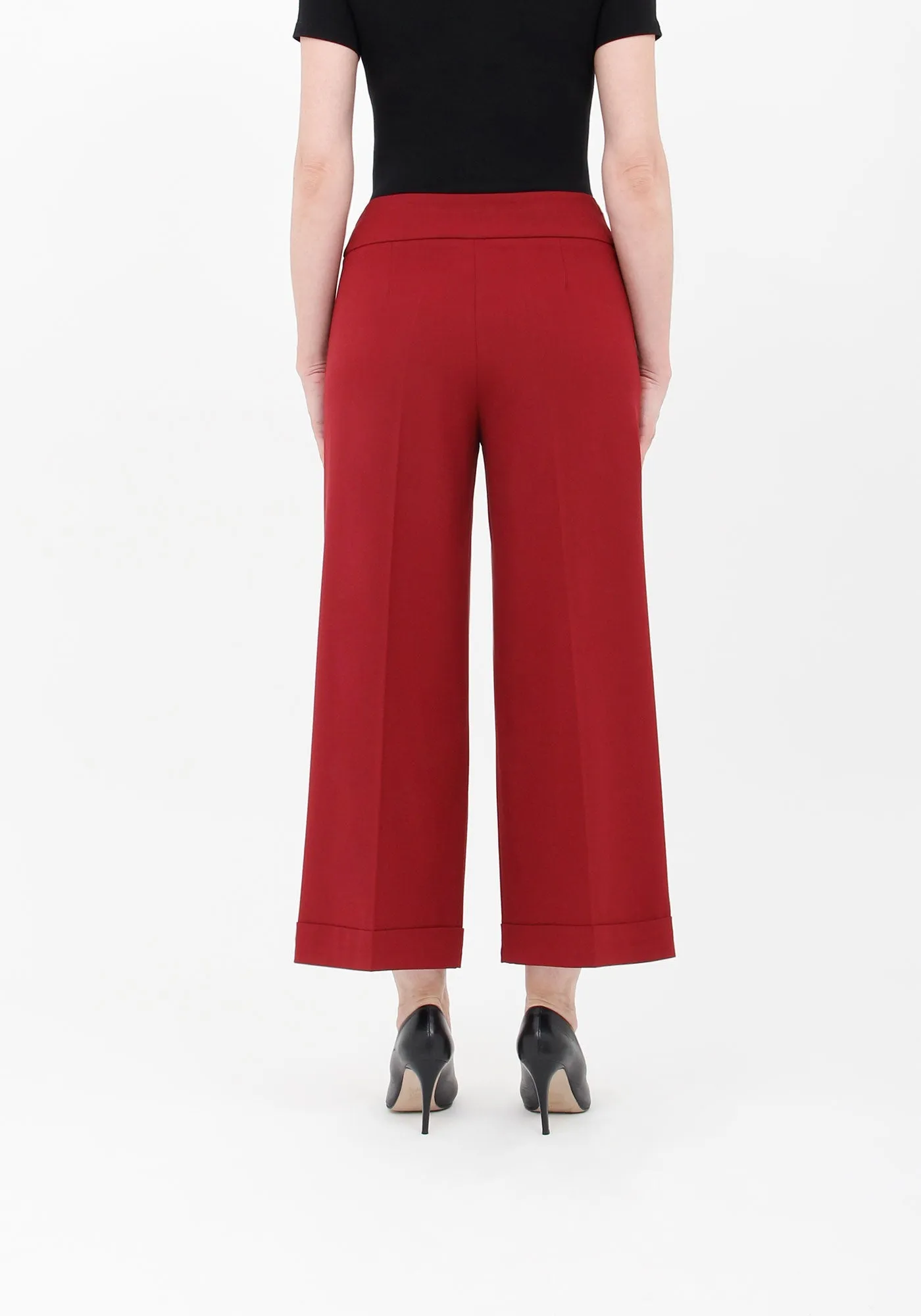 G-Line Burgundy Wide Leg Cropped Pants