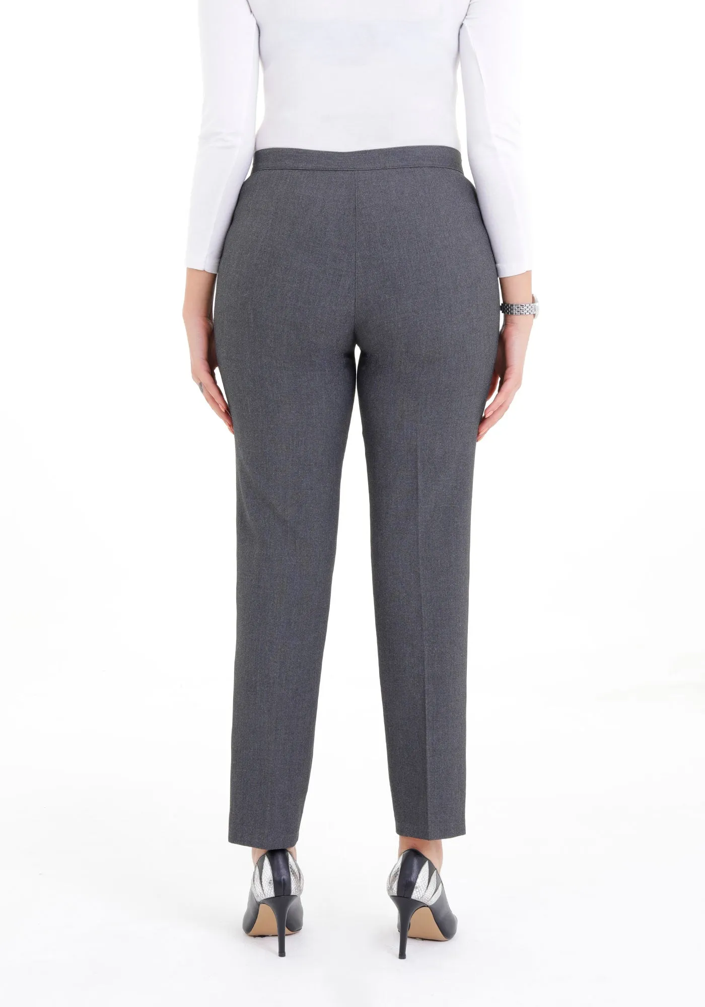 Grey High Waist Slim Fit Stretchy Skinny Work Pants