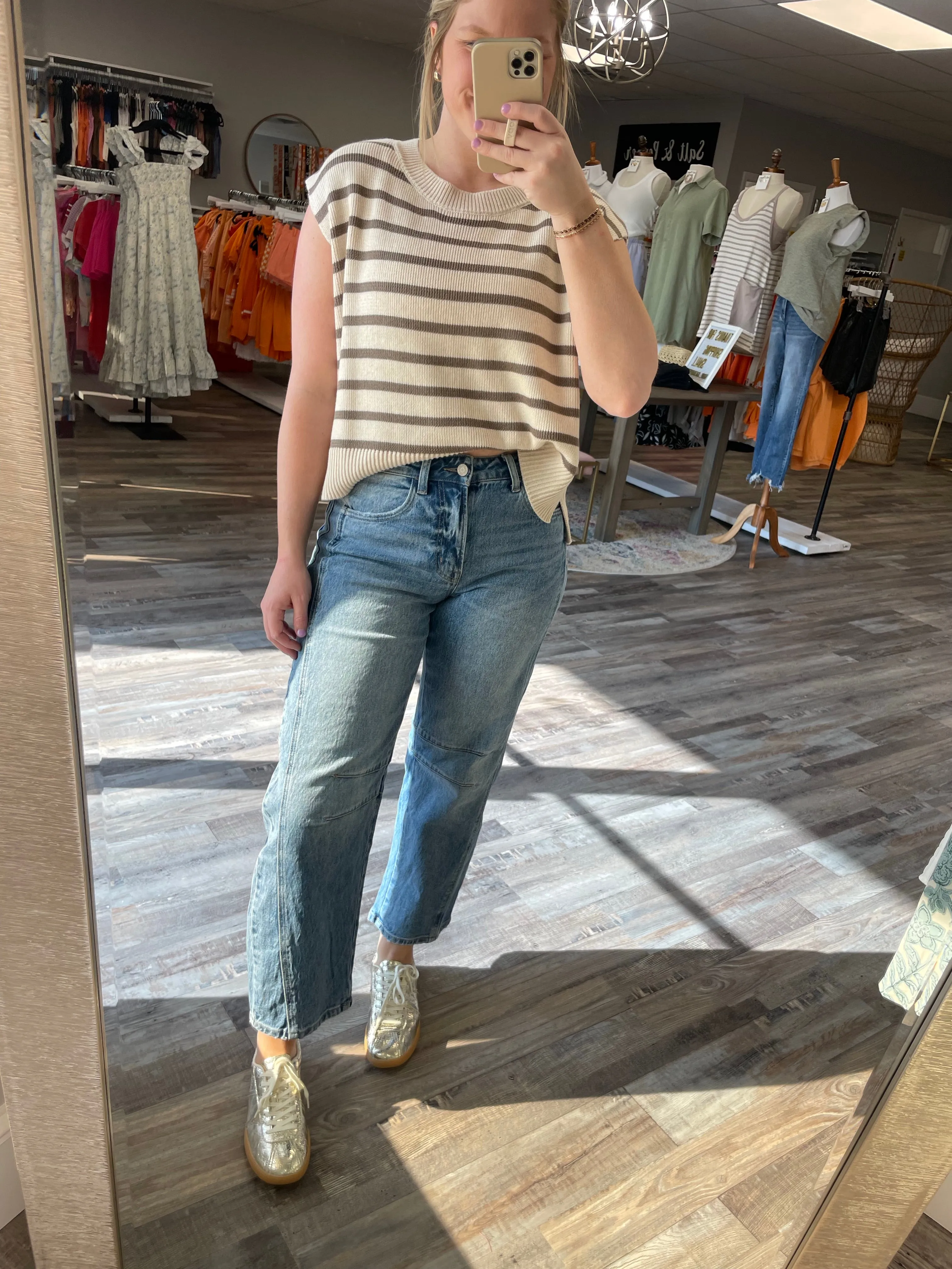 High Rise Barrel Jeans - Medium Wash