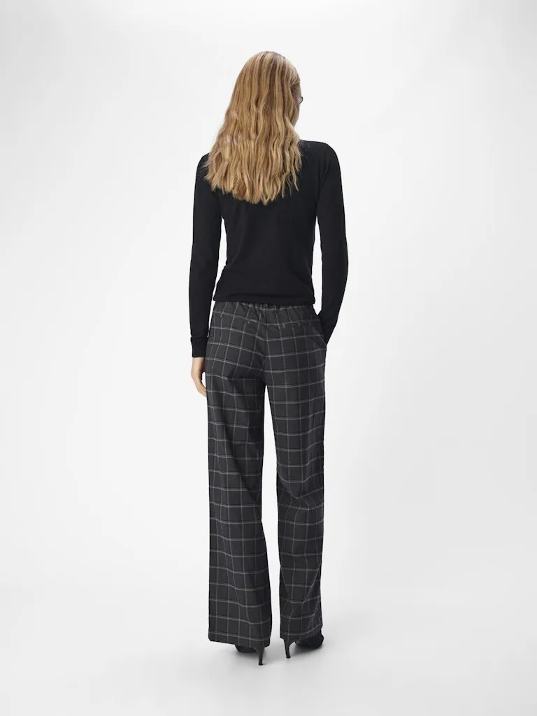 Linda Wide Leg Pants (Dark Grey/Melange)