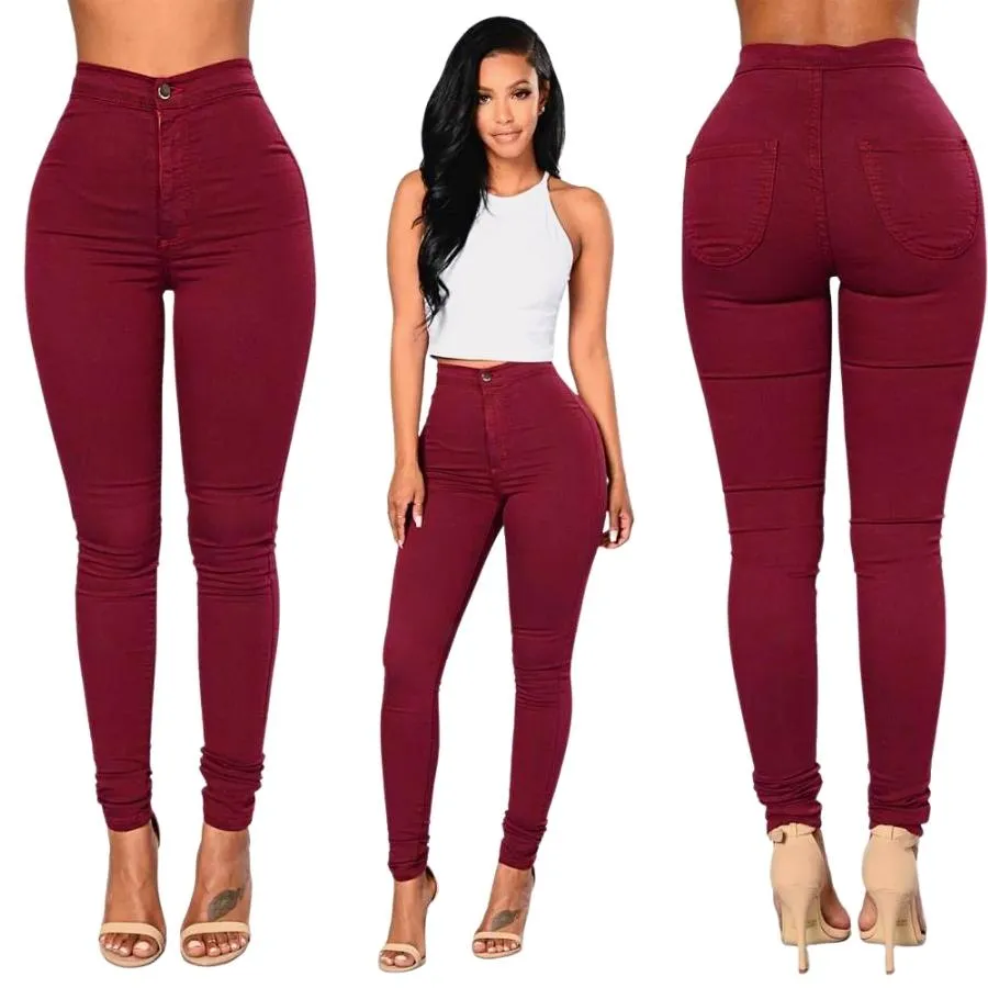 Luexco High Waist Pencil Stretch Pants Sexy Skinny Trouser