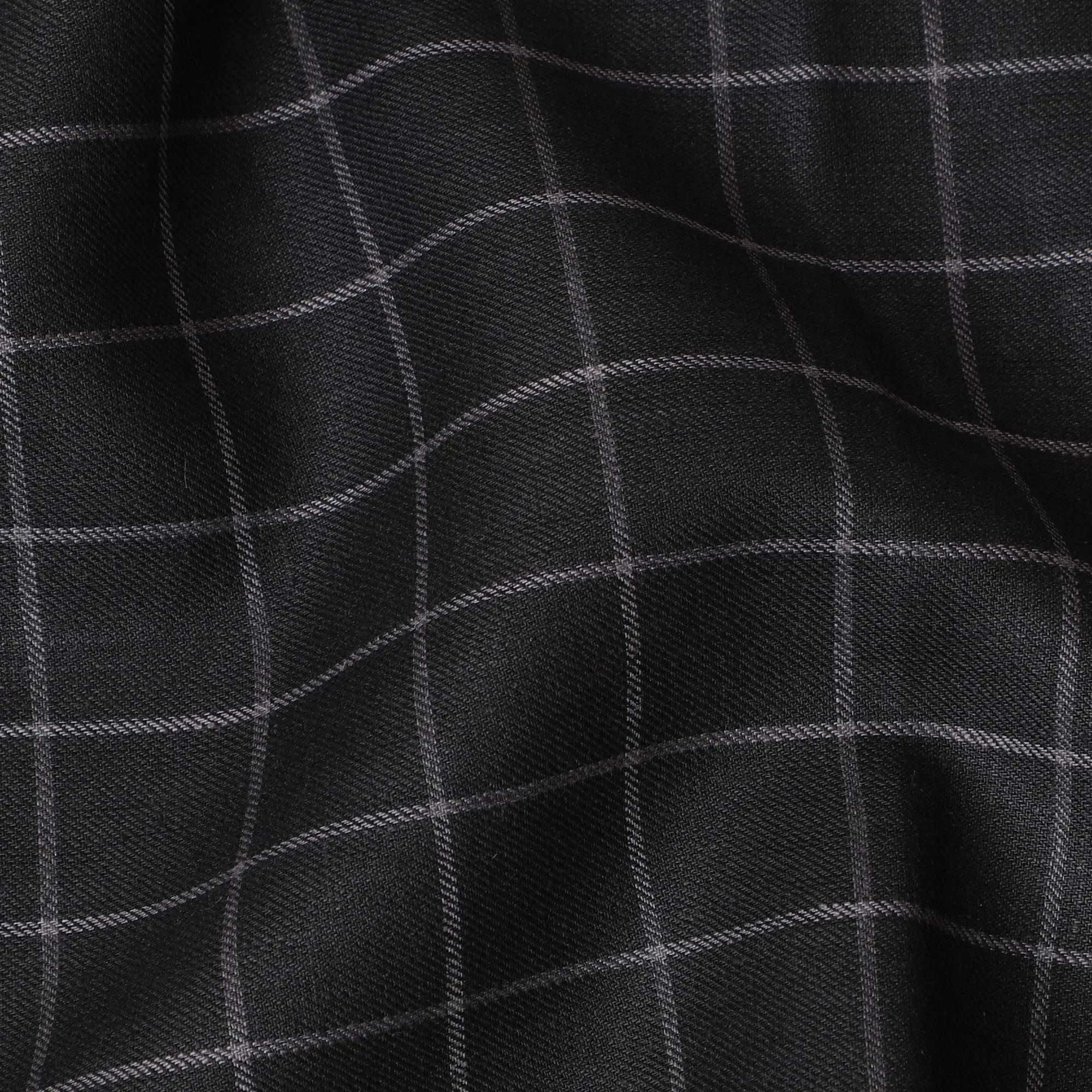 Luxurious Charcoal Grey Checkered Wool Blend Suiting Fabric - 150cm Width-D18582