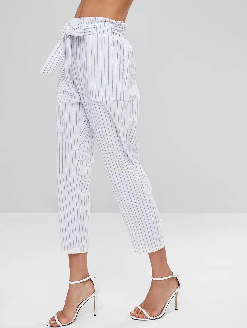 New mid-waist triped cropped pants
