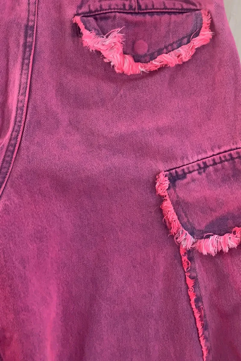 PF0215 Pink Denim Cargo Pants