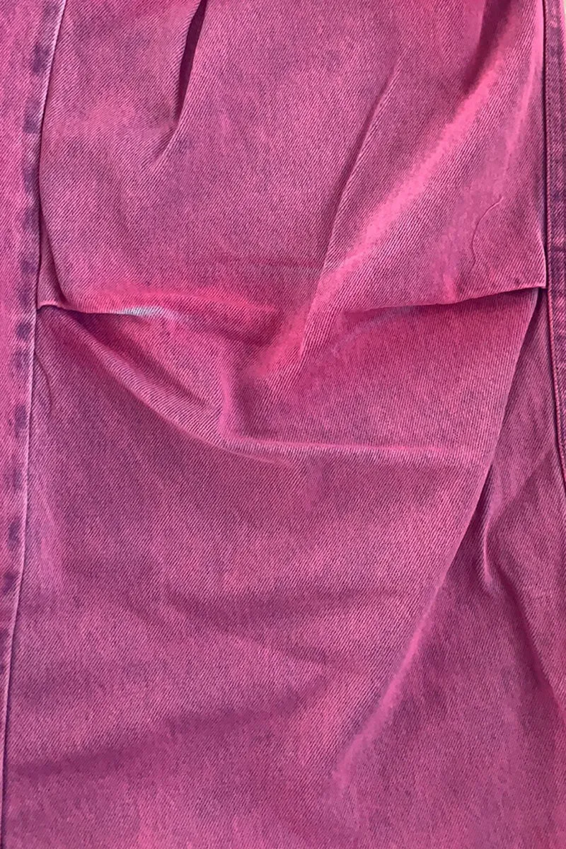 PF0215 Pink Denim Cargo Pants