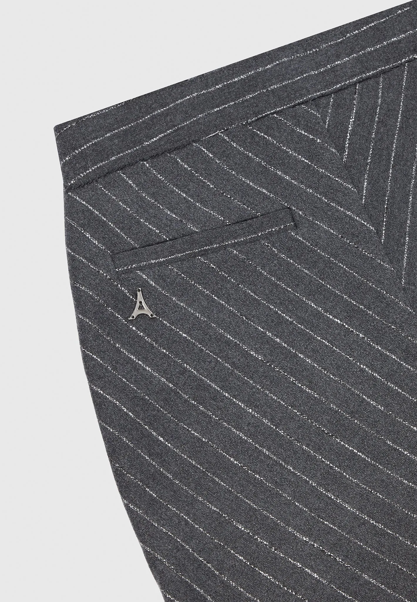 Pinstripe Mini Flared Trousers - Grey