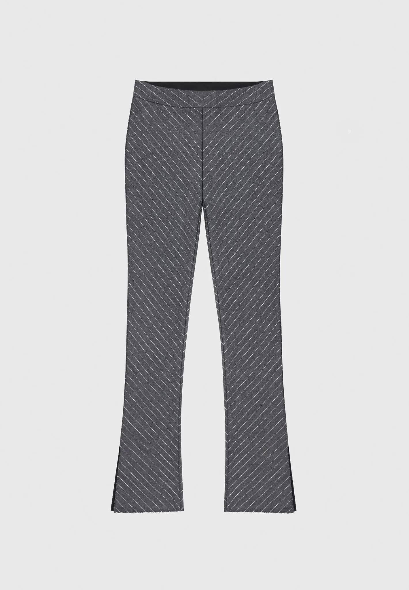 Pinstripe Mini Flared Trousers - Grey