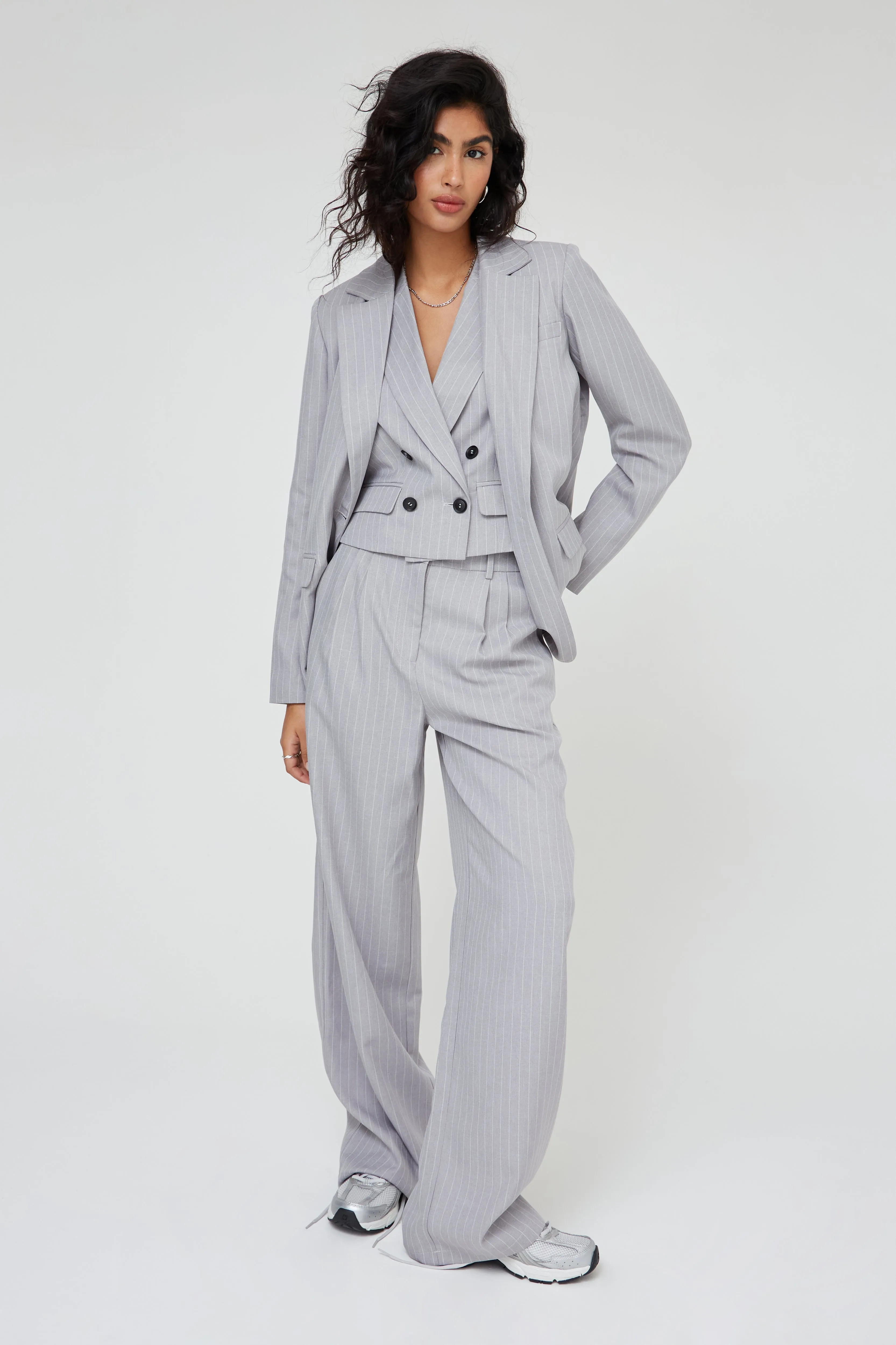 PINSTRIPED TAILORED TROUSERS