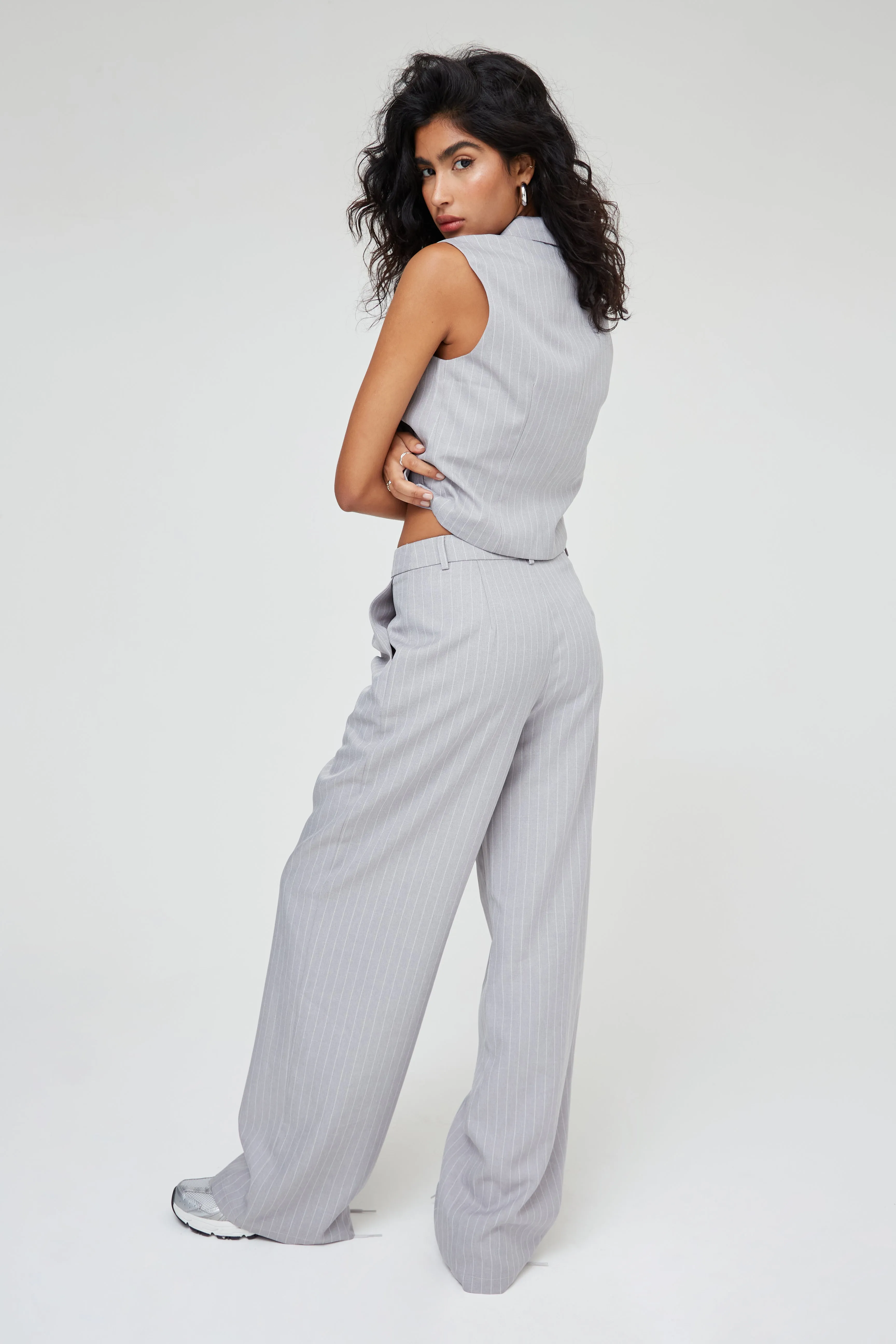 PINSTRIPED TAILORED TROUSERS