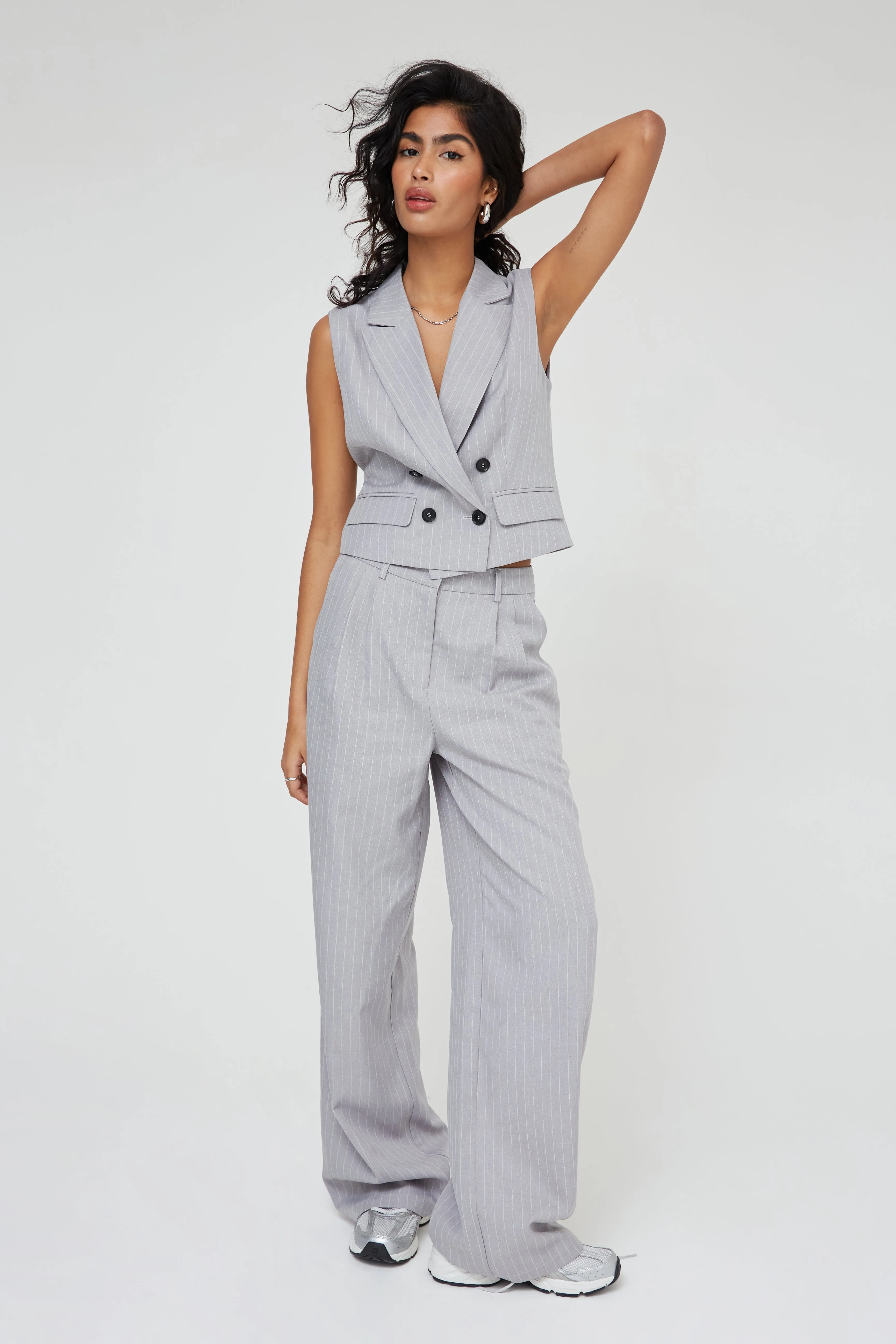 PINSTRIPED TAILORED TROUSERS