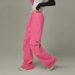 Pocket Elastic Waist Casual Pants