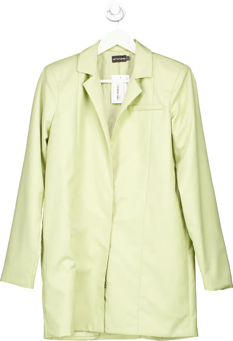 PrettyLittleThing Light Green Longline Blazer UK 6