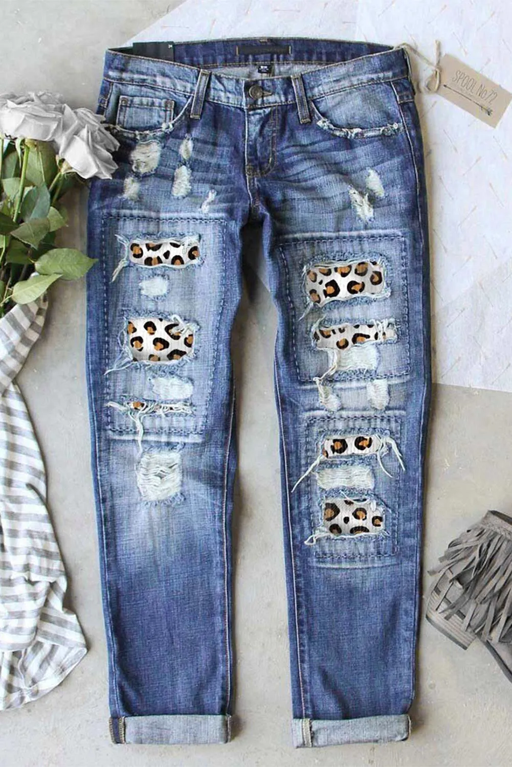 Print Ripped Jeans