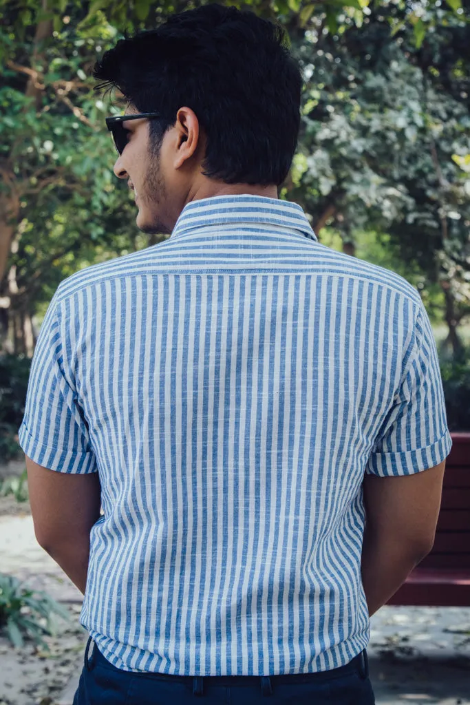 Striped Cotton Linen Slim Fit Shirt