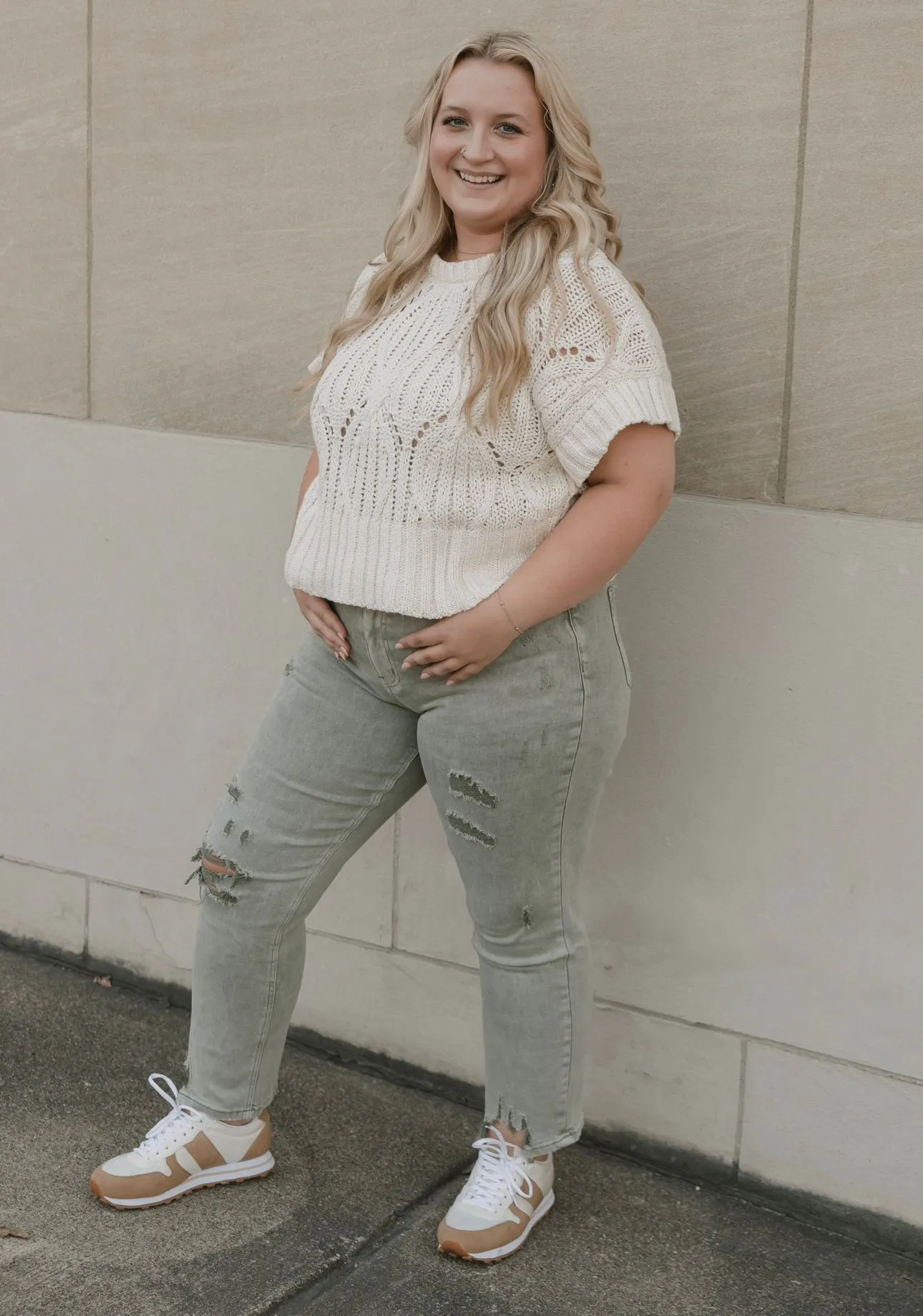 The Cropped Olive Straight Leg Jeans (Victoria)