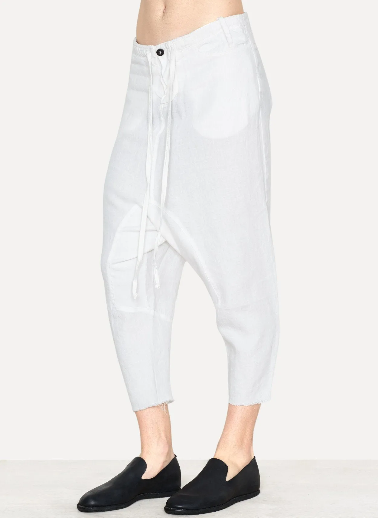 White Linen Tailored Back Pant